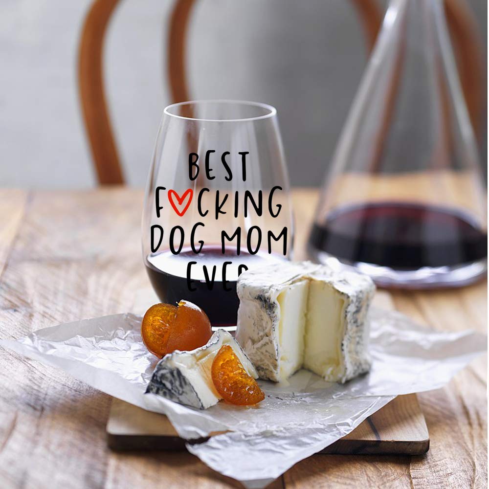 Perfectinsoy Best Dog Mom Ever Wine Glass - Funny Dog Lover Gift for Women, Dog Owners, Grandmas & Pet Lovers - Ideal for Sisters, Friends, Colleagues & Neighbors - Perfect Birthday, Mother's Day & Christmas Present for Dog Moms - Enjoy Wine Nights with Your Furry Friend