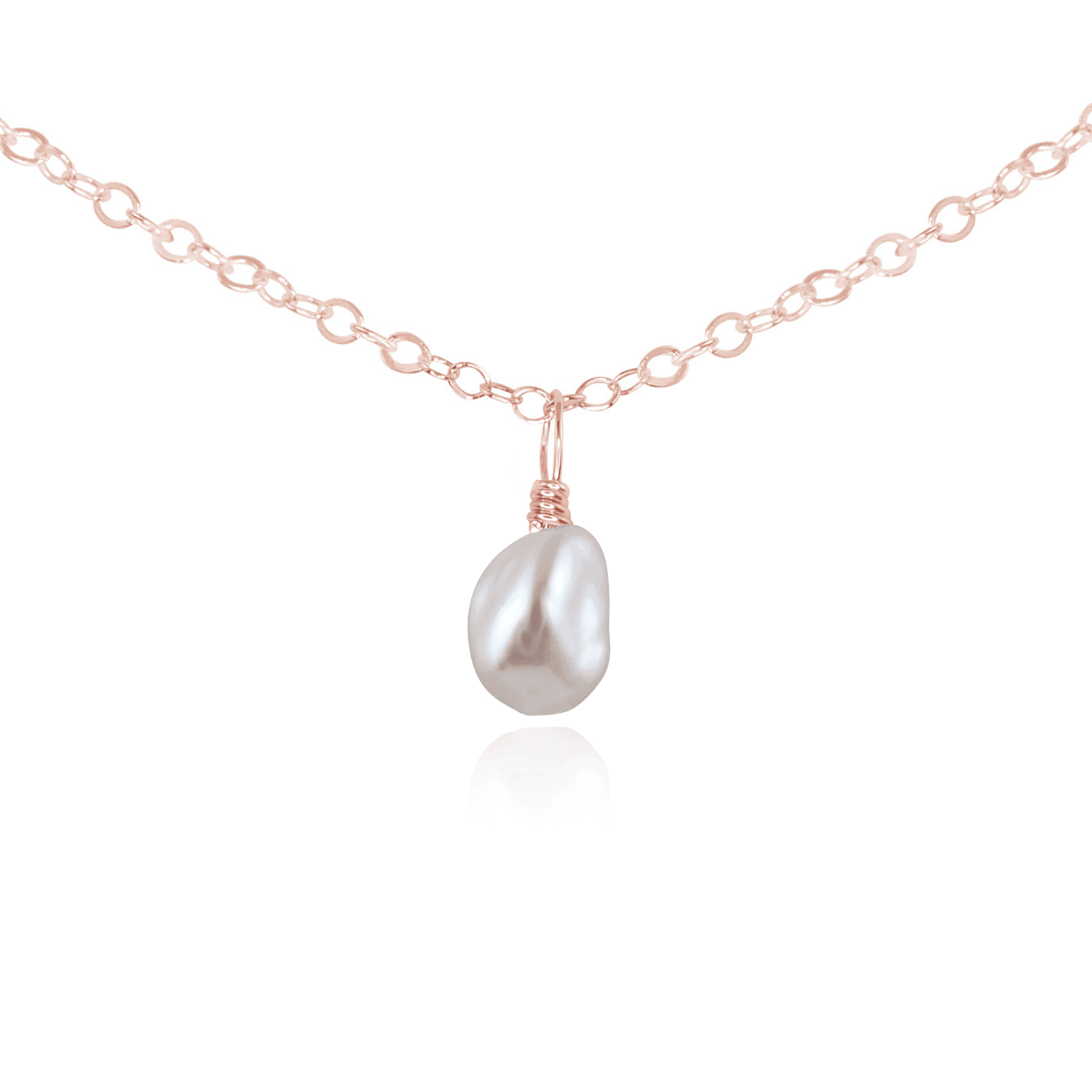 Tiny Rough White Freshwater Pearl Pendant Necklace - Dainty Gemstone Choker for Women, Perfect for Weddings, Date Nights & Boho Fashion