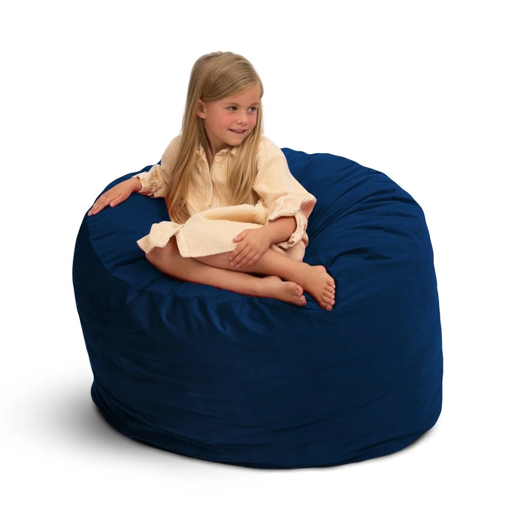 Ultimate Sack 3ft Oversized Bean Bag Chair for Adults - Navy Suede Comfy Lounge Sofa Loveseat | Perfect for Living Room, Bedroom, Game Room & Dorm Relaxation