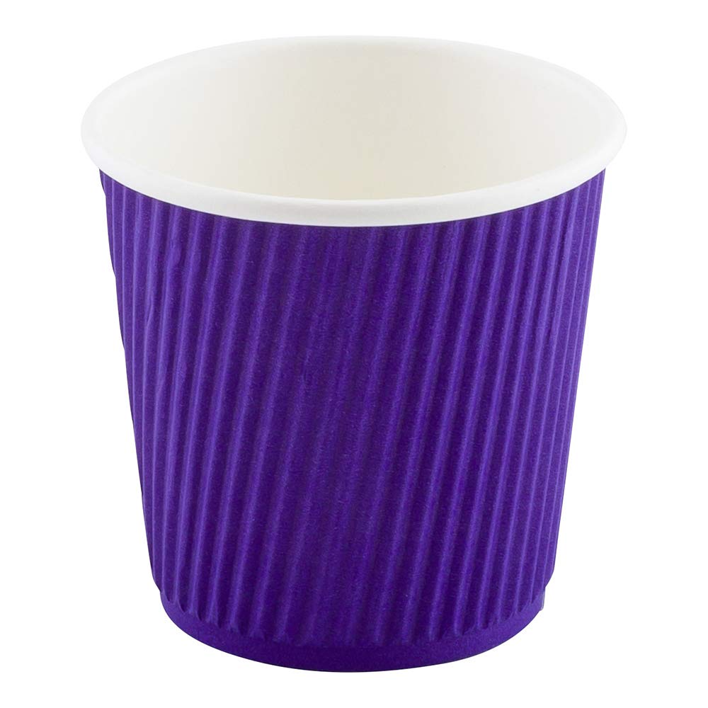 4 Ounce Disposable Paper Coffee Cups - 25 Pack Leakproof Ripple Wall Hot Cups, Royal Purple, Insulated & Recyclable (Lids Sold Separately) - Perfect for Coffee Shops, Offices, and Home Use