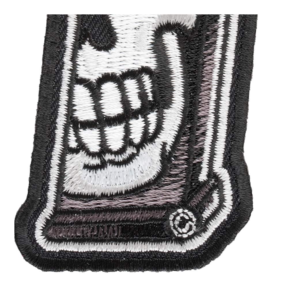 PatchStop Ammunition Clip Skull Iron On Embroidered Patches for Clothing, Jeans, Jackets & Bags - 1.5x3.5in Small DIY Sew On Decorative Gun Weapon Patch - Perfect for Bikers, Military Enthusiasts & Fashion DIY Projects