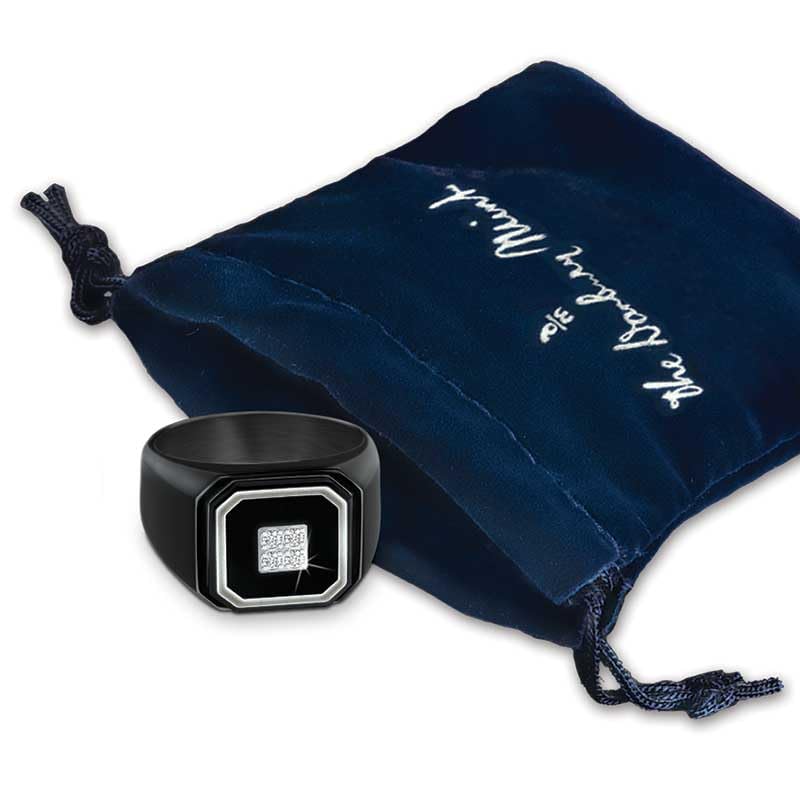 Black Ice Men's Diamond Personalized Ring - Size 10 | Custom Engraved Wedding Band, Anniversary Gift for Him | Perfect for Proposals, Engagements & Special Occasions