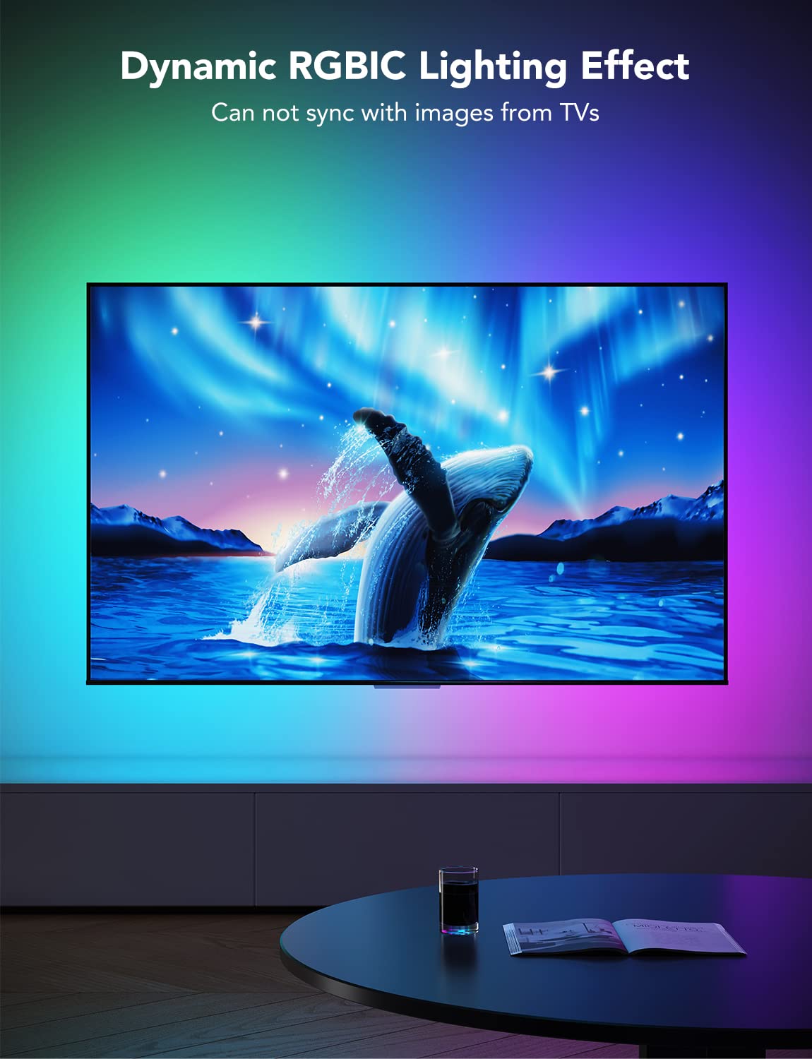 Govee TV LED Backlight Strip Lights - 3.8M RGBIC Smart LED Lights for 55-65 Inch TVs, Bluetooth & Wi-Fi Control, Works with Alexa & Google Assistant, Music Sync, 99+ Scene Modes - Perfect for Home Theater, Gaming & Ambient Lighting