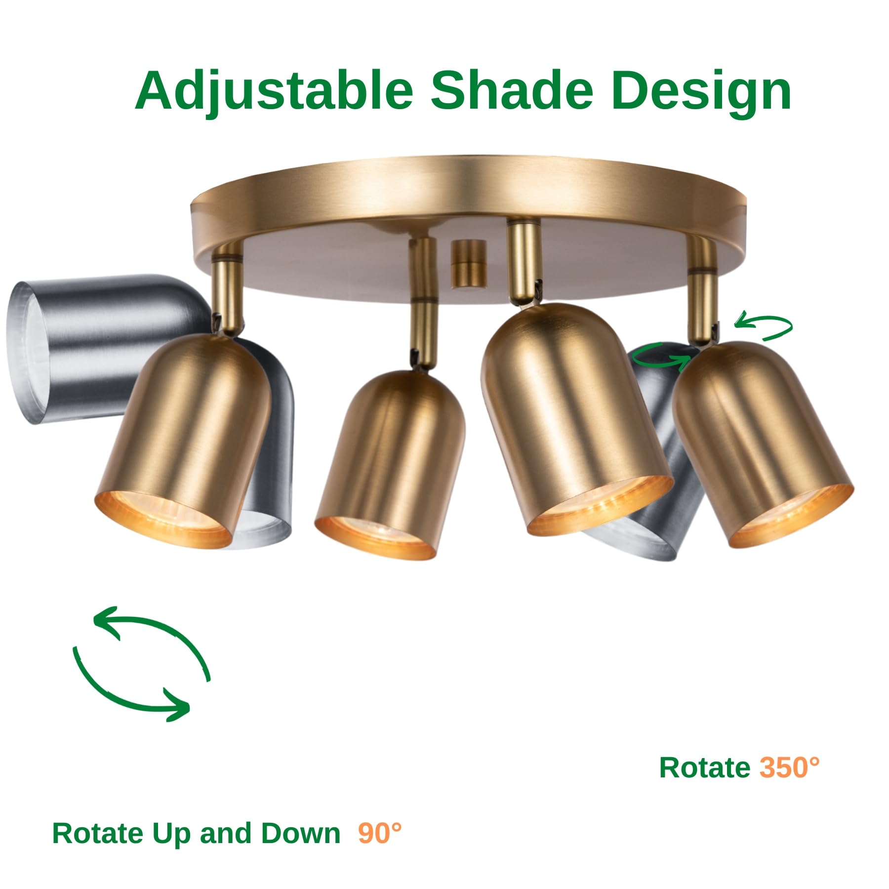 4-Light Adjustable Track Lighting Kit - Modern Matte Brass Finish Ceiling Spotlight for Kitchen, Bedroom, Living Room | Home Improvement & Interior Decor Lighting Solution