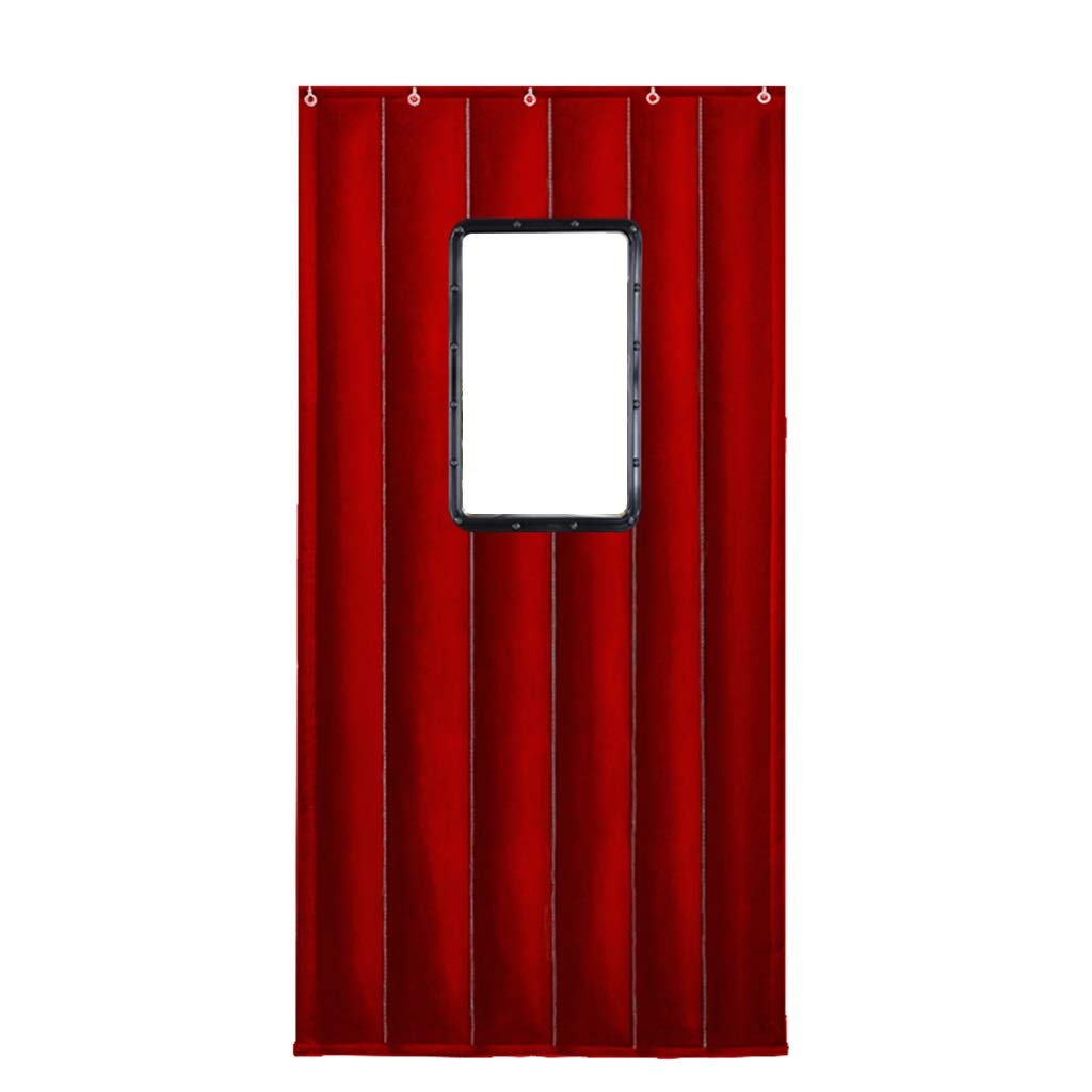 BBGS Winter Thickened Door Curtain - Heavy Duty Oxford Fabric, Non-Perforated Cotton Thermal Insulation Curtains for Cold Weather, Red Windproof Soundproof Window Design (80x200cm) - Perfect for Bedroom, Living Room & Office to Block Drafts & Reduce Noise