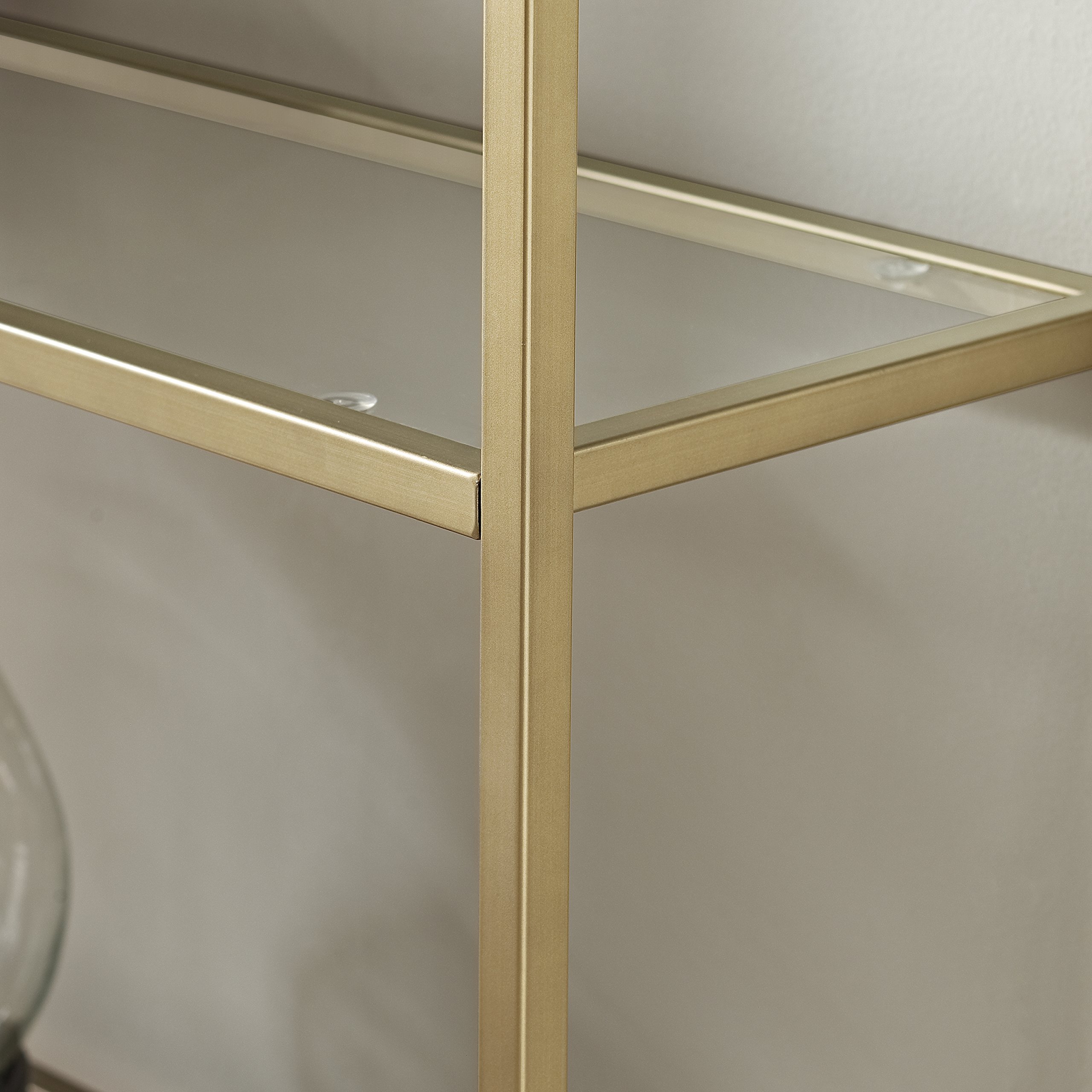 Crosley Furniture Aimee Bookshelf - Gold & Glass Bookcase with 5 Shelves for Home & Office Storage - Perfect for Living Room, Bedroom, or Study Organization