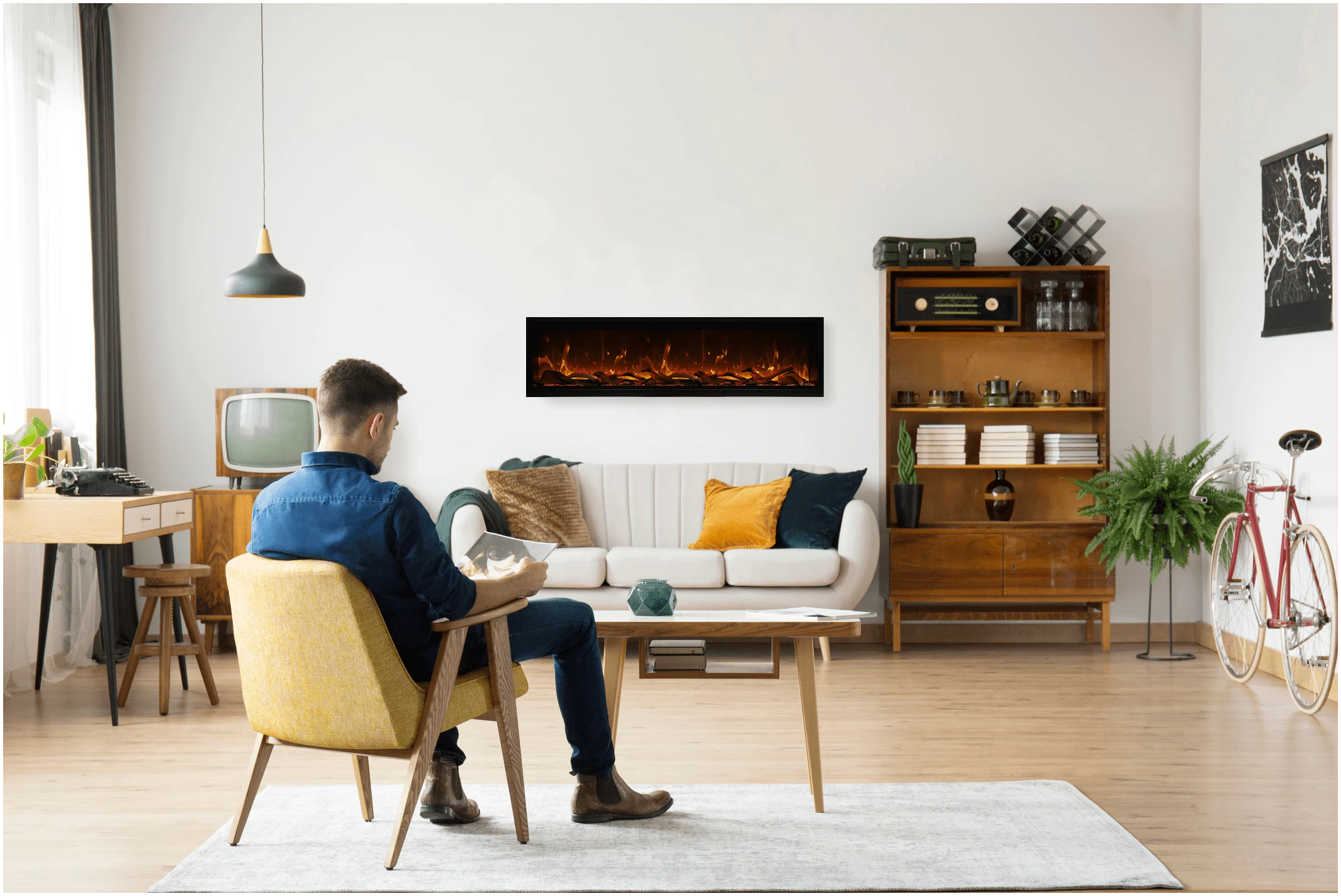 Amantii SYM 50 XT BESPOKE Symmetry Xtra Tall Electric Fireplace - Modern Wall Mounted Heater for Living Room, Bedroom & Office