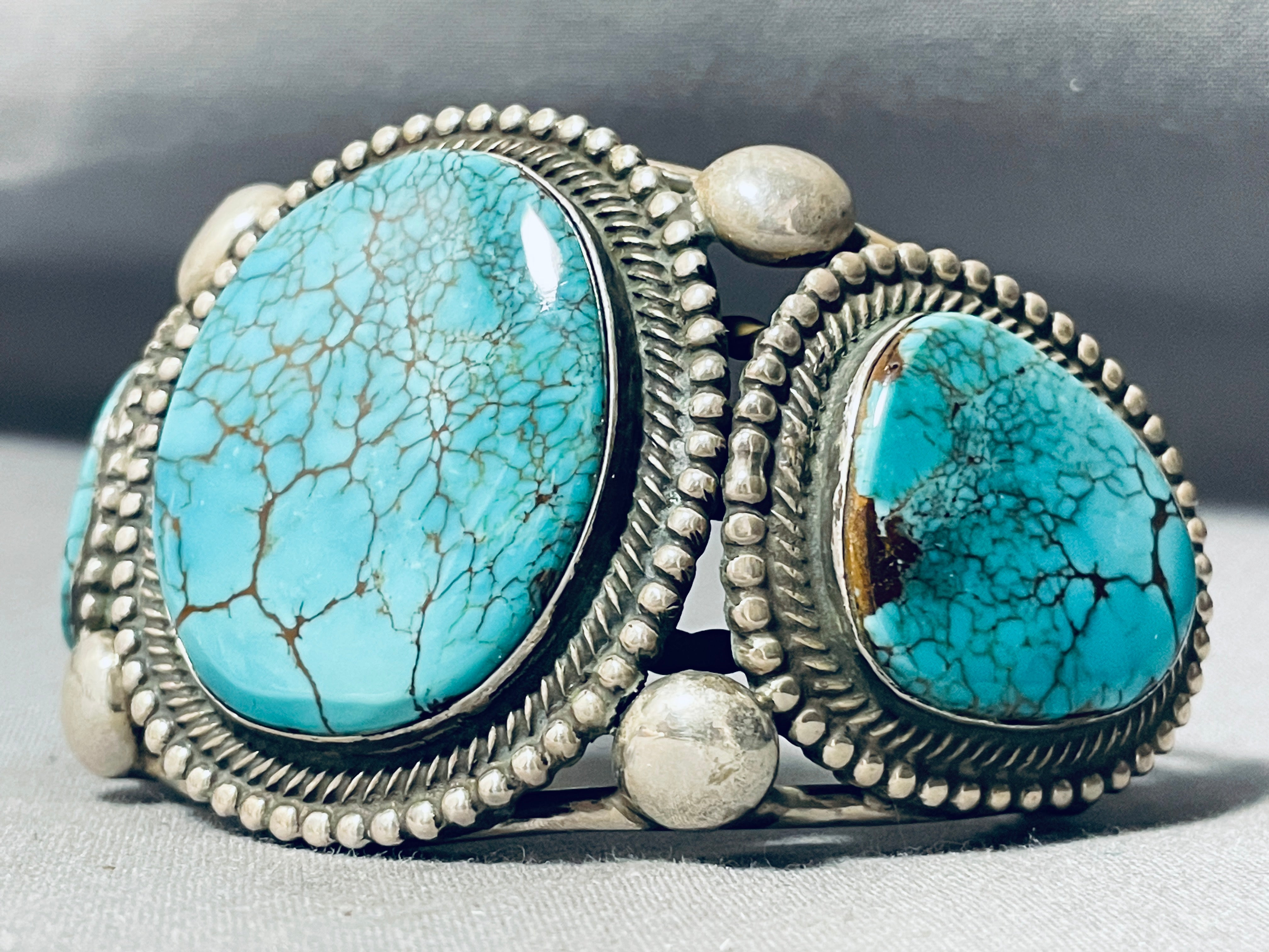 151g Vintage Native American Navajo Spiderweb Turquoise Sterling Silver Cuff Bracelet - Handmade Southwest Jewelry for Boho Fashion & Gift Giving