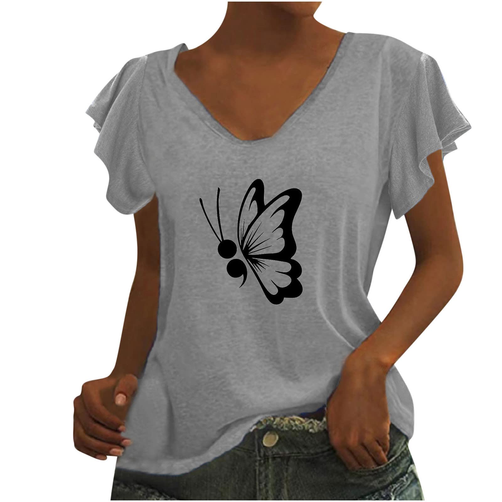 Trendy Women's Summer Tops - Fashionable V-Neck Short Sleeve Tunic Blouses for Casual Wear & Beach Outfits | Perfect for Vacation, Office & Date Nights