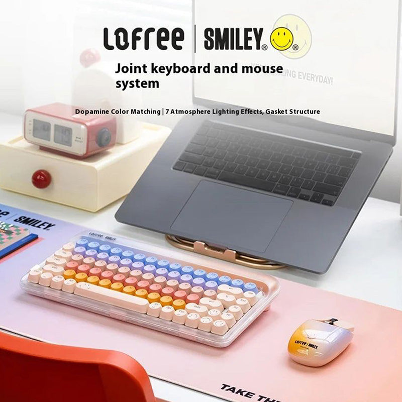 Lofree Smiley Tri-Mode Wireless Mechanical Keyboard with RGB Backlit - Perfect for Gaming, Typing & Office Work