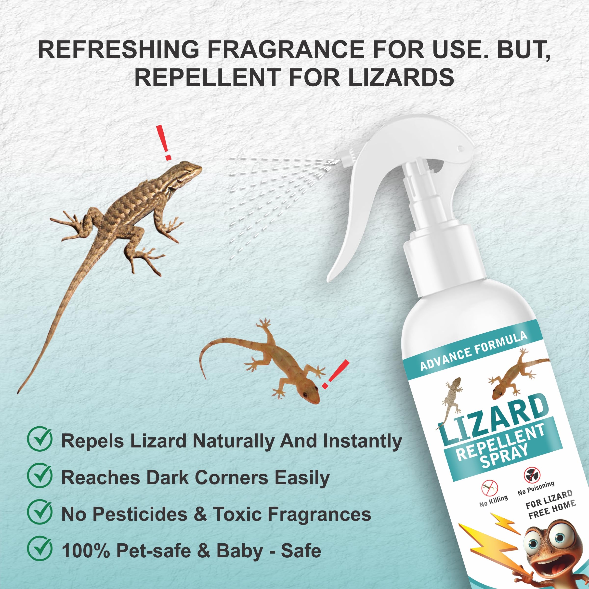 OXILY Natural Lizard Repellent Spray for Home - Plant-Based, Non-Toxic & Chemical-Free Pest Control | Safe for Babies, Pets & Indoor Plants | Effective Home & Garden Protection (250ml) | Use for Doors, Windows & Outdoor Areas