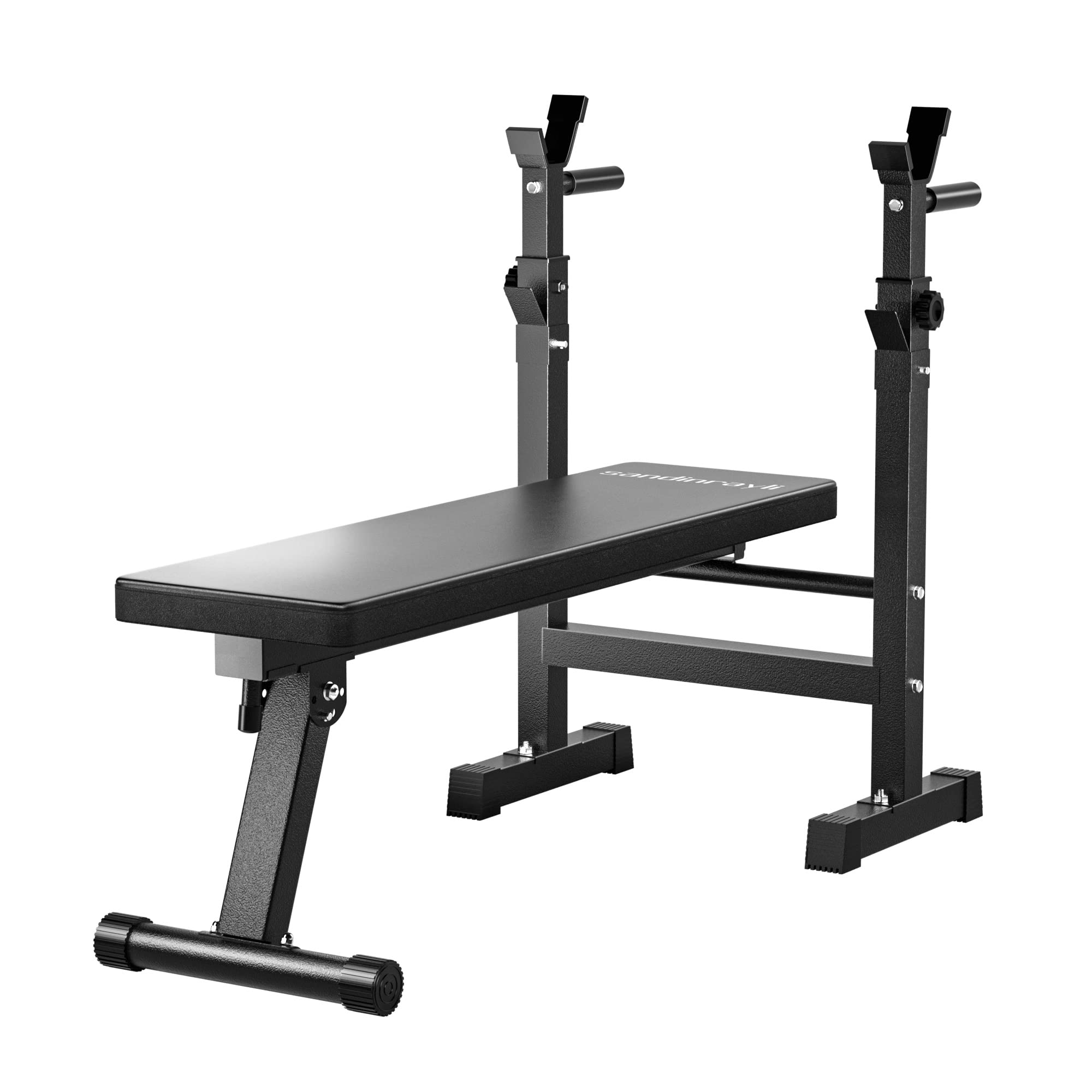 Sandinrayli Adjustable Weight Bench for Home Gym - Foldable Bench Press with Barbell Rack, Full Body Workout Equipment for Strength Training | Perfect for Small Spaces & Home Fitness Routines