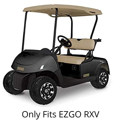 Premium Golf Cart Cover for EZGO RXV - 3-Sided Track Style Waterproof Cover Made of Marine Grade Vinyl - Fits Golf Bags, Utility Box & Rear Seats - Perfect for Outdoor Storage & Course Protection