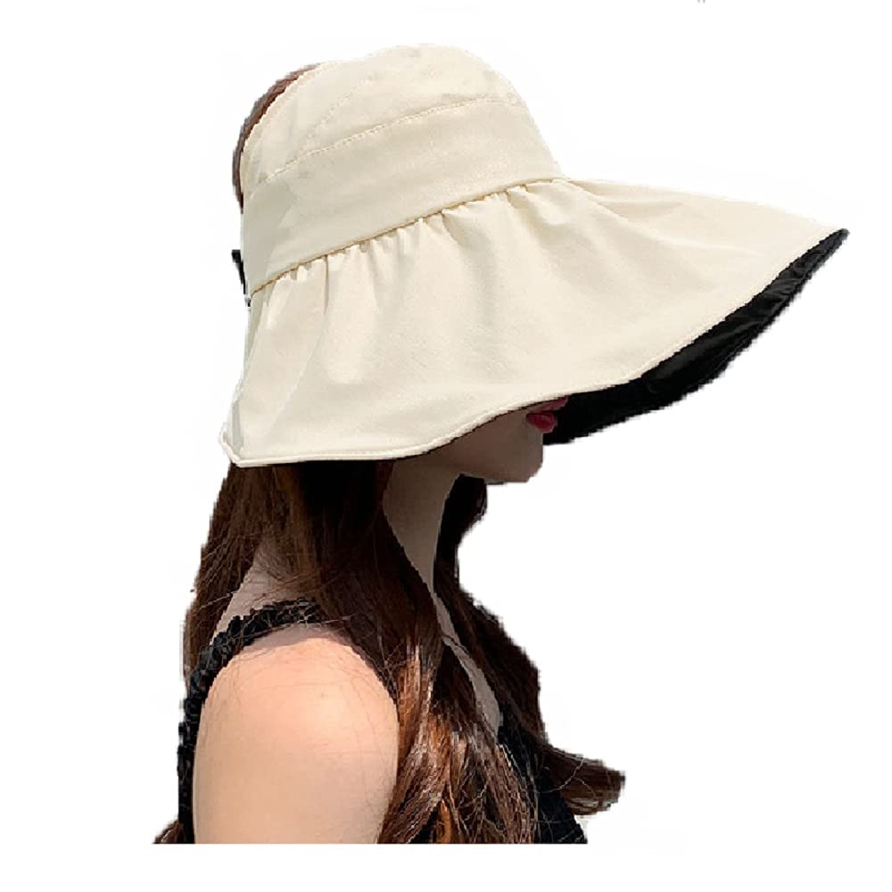 Women's UV Protection Wide Brim Sun Hat with Ponytail Hole - Summer Beach Hat for Outdoor Activities, Gardening, Travel & Vacation