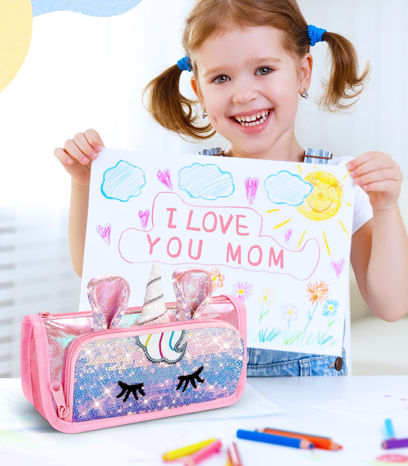 3D Sparkly Pencil Case for Girls - Glitter School Supplies for Students & Kids - Perfect for Back to School