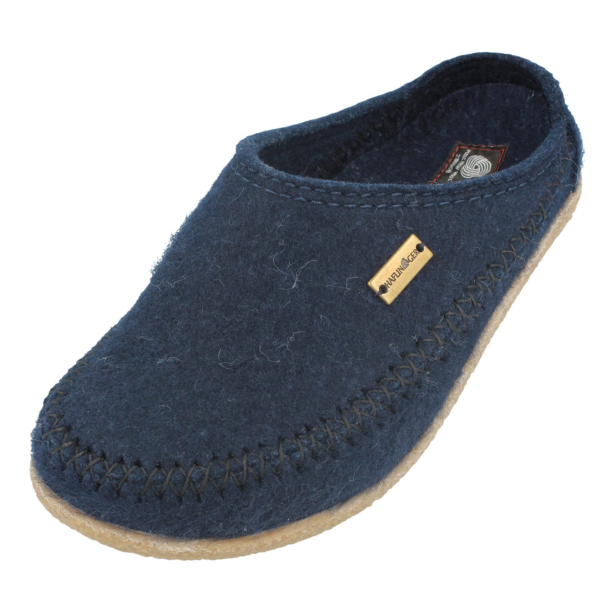 HAFLINGER 718001 Blizzard Credo Felt Slippers for Men - Navy Blue, Size 46 - Cozy Indoor & Outdoor House Shoes for Winter Comfort