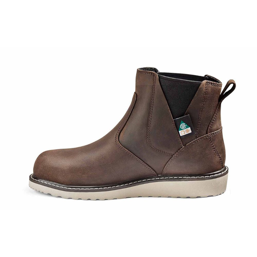 Kodiak Whitton Chelsea Women's Steel Toe Pull On Wedge Work Boots - Comfortable Slip Resistant Safety Shoes for Construction, Warehouse & Outdoor Work (Brown)