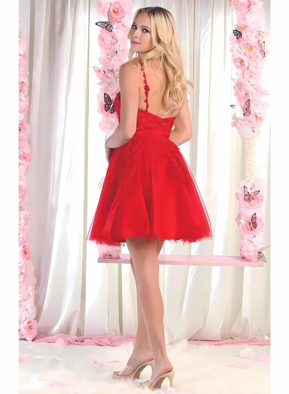 Floral Embroidered Lace A-Line Bridesmaid Dress - Elegant Short Homecoming Dress for Women | Perfect for Weddings, Prom & Special Occasions