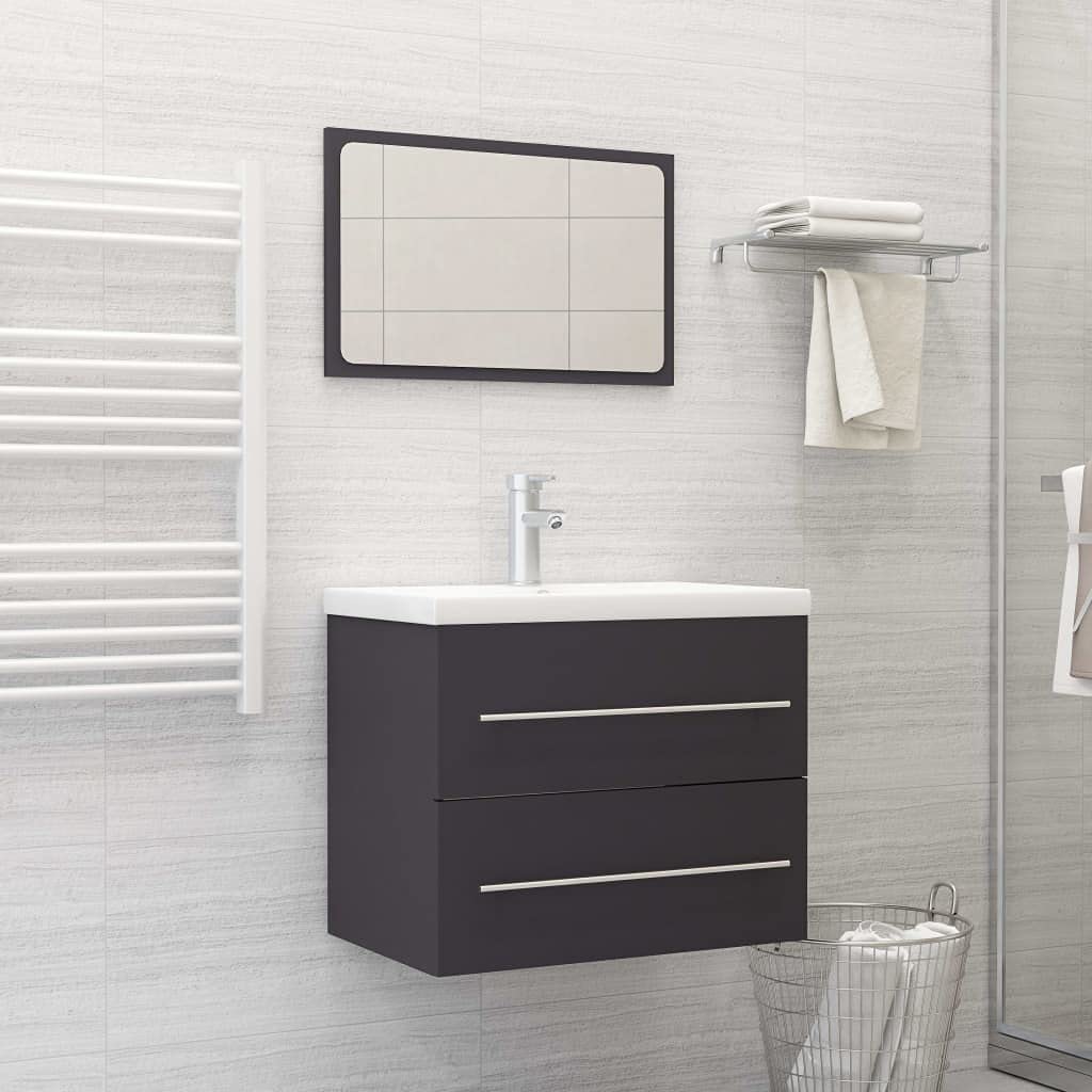 Aisifx 2-Piece Bathroom Vanity Set with Storage - Gray Chipboard Cabinet for Bathroom Organization & Small Space Decor