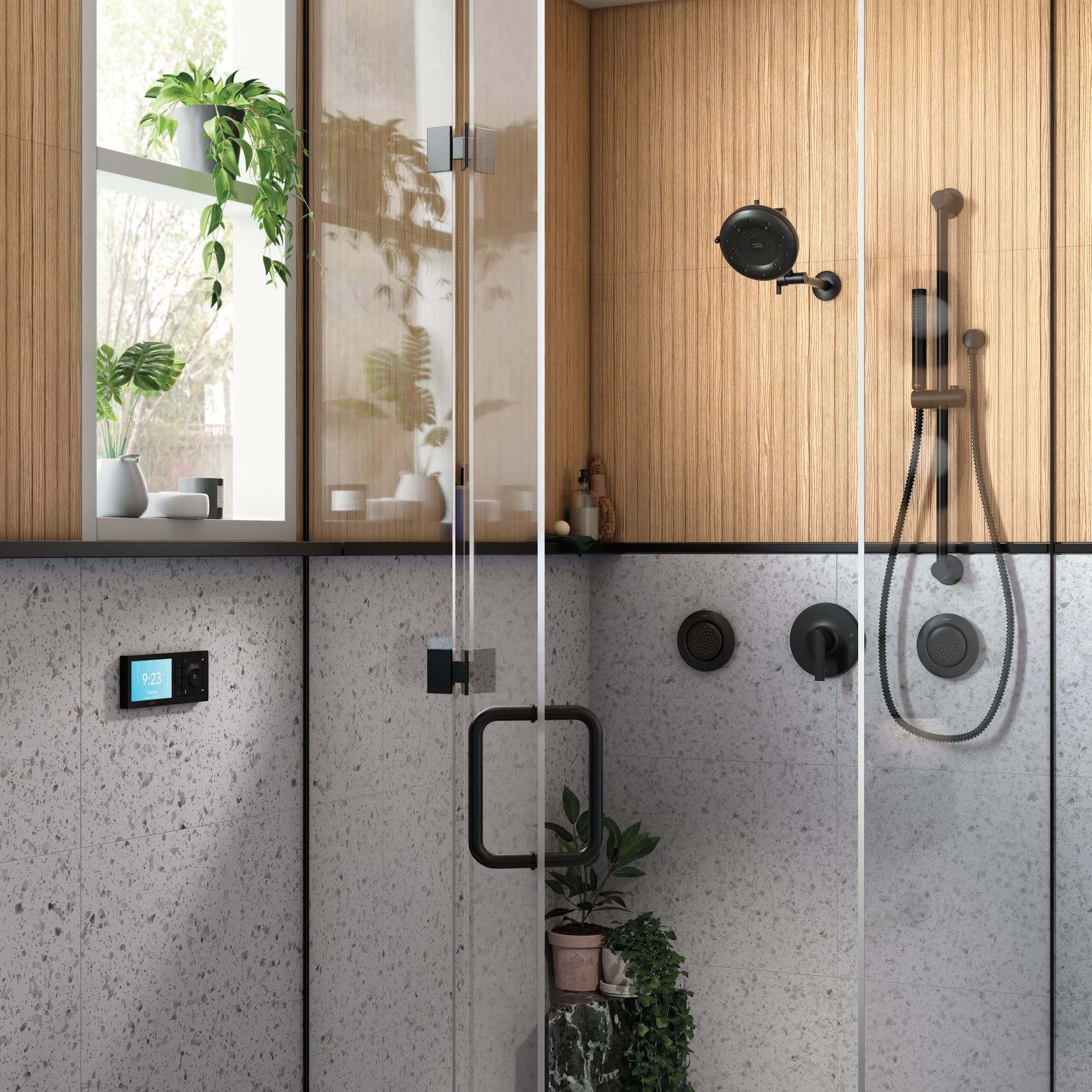 Moen Mosaic Matte Black Round Two-Function Shower Body Spray with Valve - TS1422BL - Perfect for Modern Bathroom and Spa Renovations