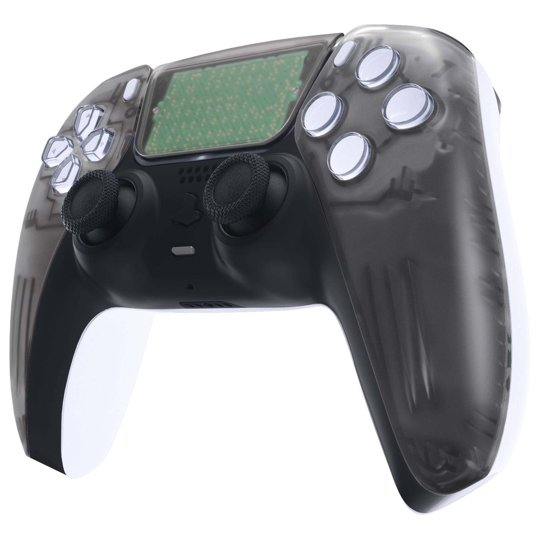 eXtremeRate Clear Black Touchpad Front Housing Shell for PS5 Controller BDM-010/020/030/040/050 - DIY Replacement Shell & Custom Touch Pad Cover (Model ZPFM5006G3) - Perfect for Gaming Enthusiasts & PS5 Controller Modding