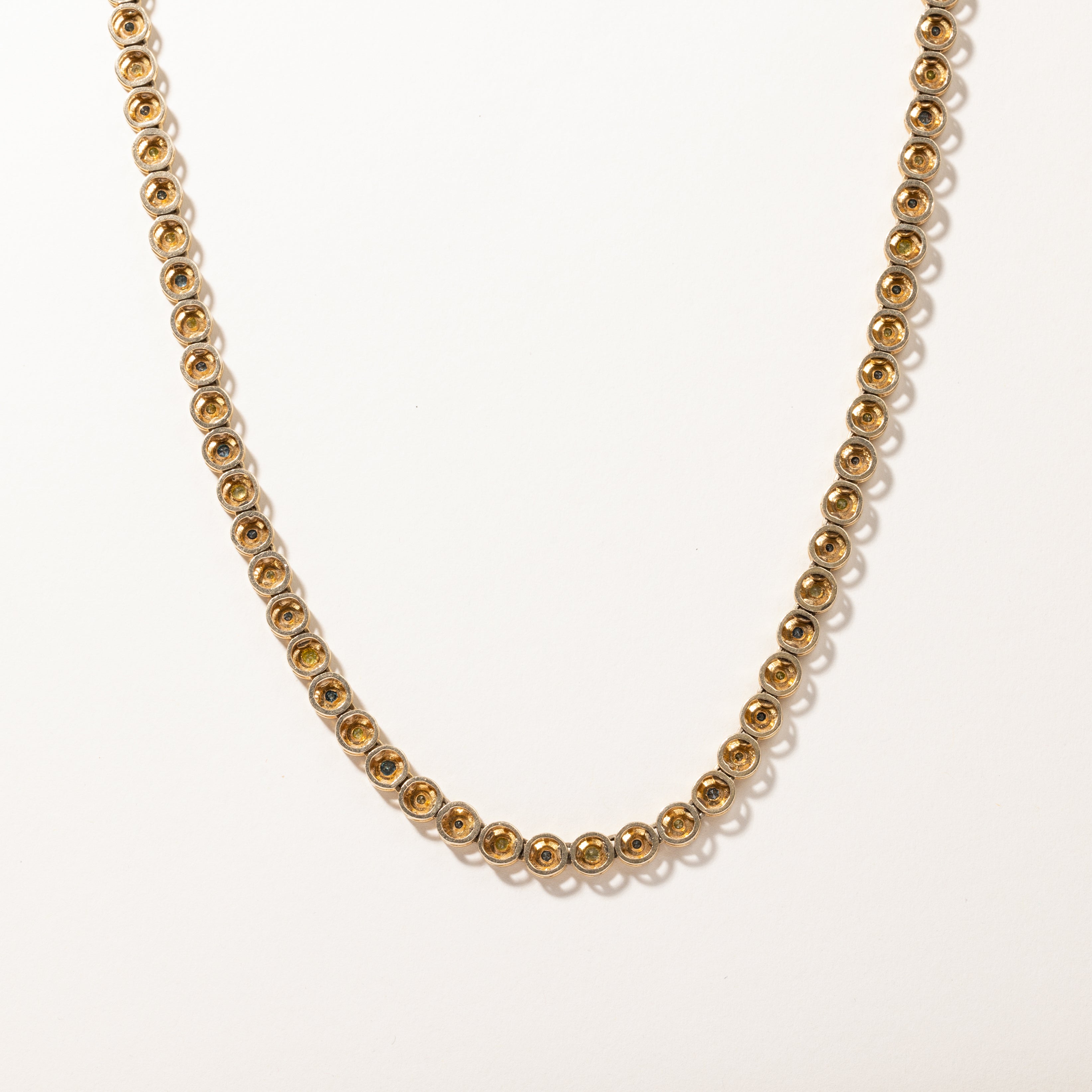 2.65ctw Yellow & Blue Diamond Eternity Necklace - 2.60ctw Diamond Pendant | 14K Gold Wedding Jewelry for Anniversary & Special Occasions