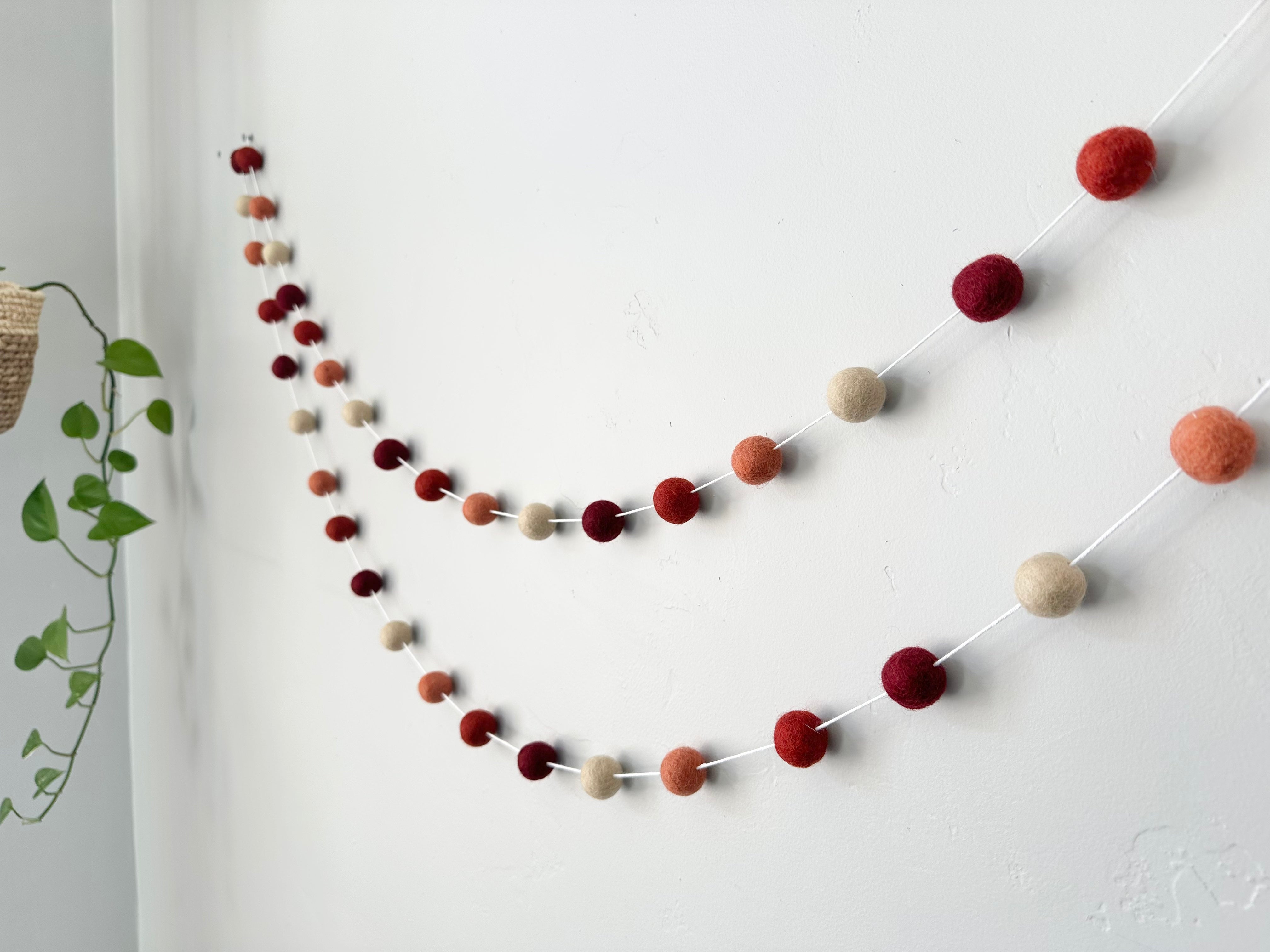 Vibrant Ombre Felt Ball Garland - Handmade Decoration for Nursery, Wedding, Party & Home Decor | Perfect for Baby Showers, Christmas Tree, and Wall Hangings