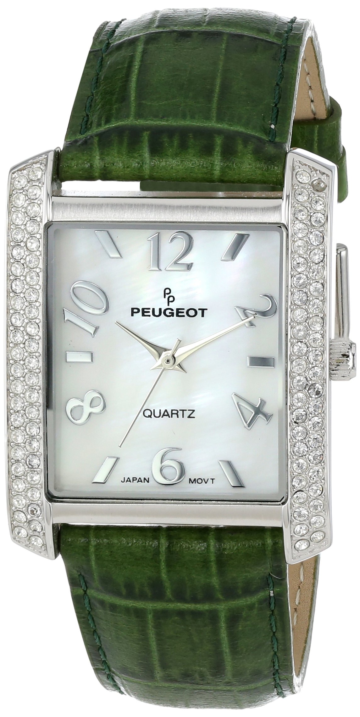 Peugeot 325GR Women's Watch with Swarovski Crystals & Genuine Leather Strap - Elegant Dress Watch for Business, Parties & Special Occasions