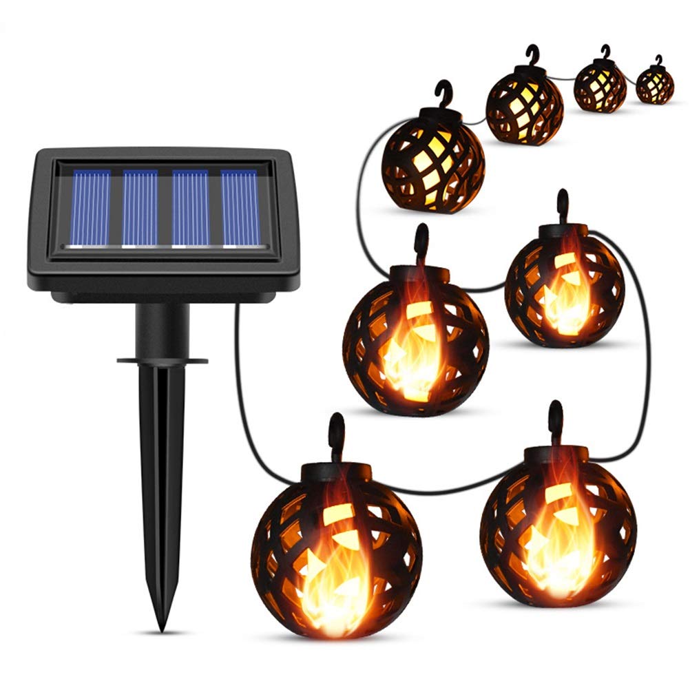 Solar Powered LED String Lights - Waterproof Outdoor Hanging Lantern with 8 Flame Effect Balls for Patio, Garden, Yard Decoration | Perfect for Backyard Parties, Wedding Decor & Landscape Lighting