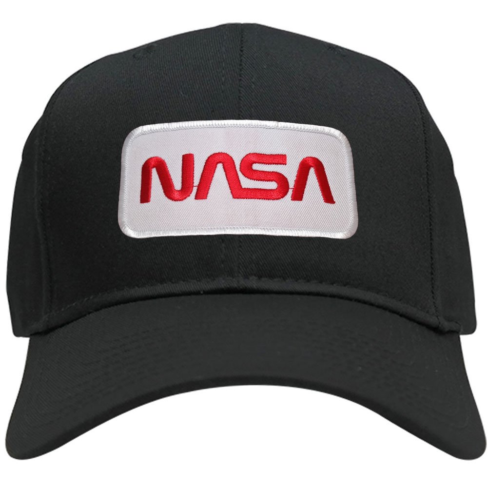 NASA Worm Logo Embroidered Snapback Baseball Cap - Adjustable Dad Hat with Red Text - Perfect for Space Enthusiasts, Gifts & Casual Wear