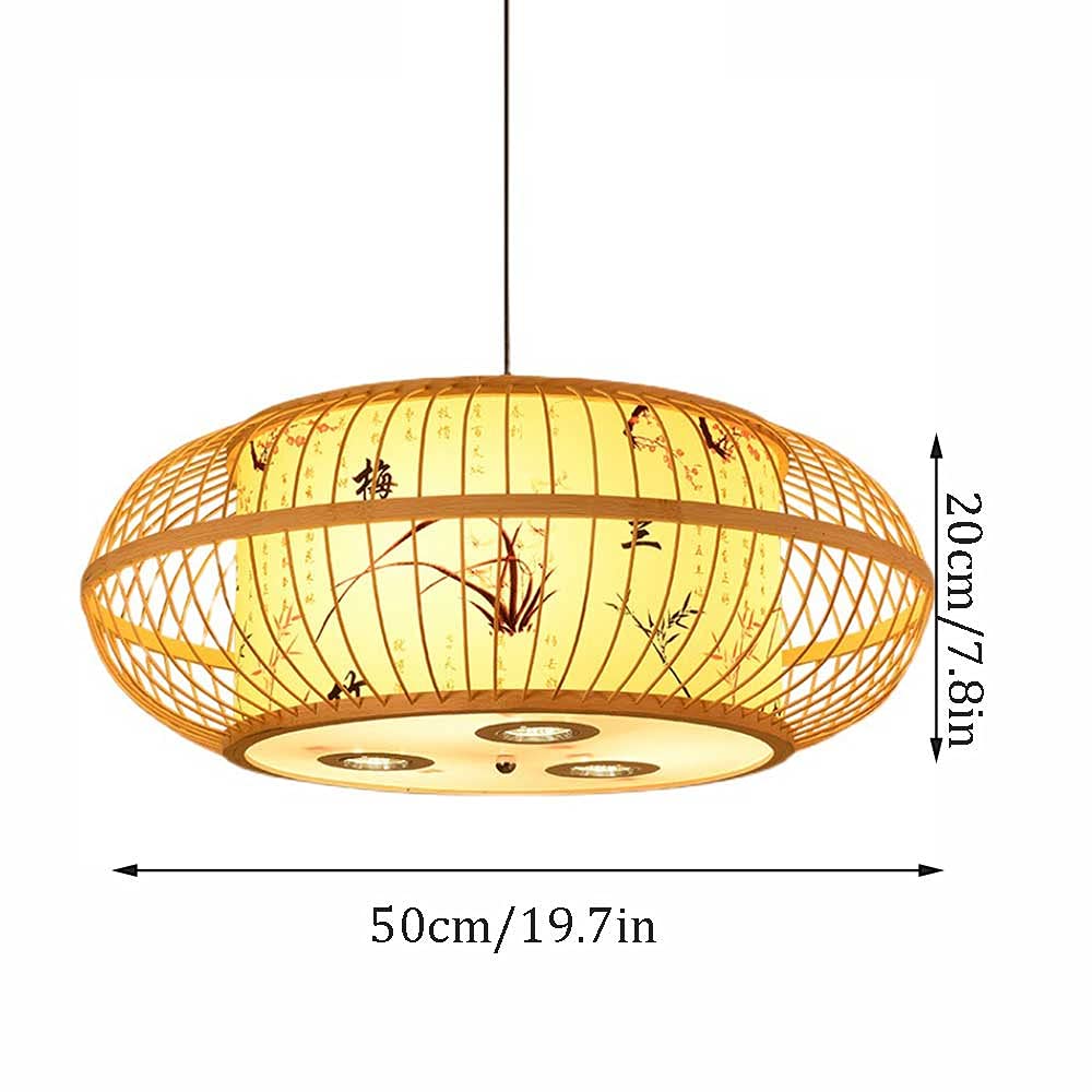 Modern LED Chandelier - Handmade Bamboo Pendant Light with Chinese Country Style, E27 Socket Hanging Lamp | Perfect for Dining Room, Bedroom & Boho Home Decor
