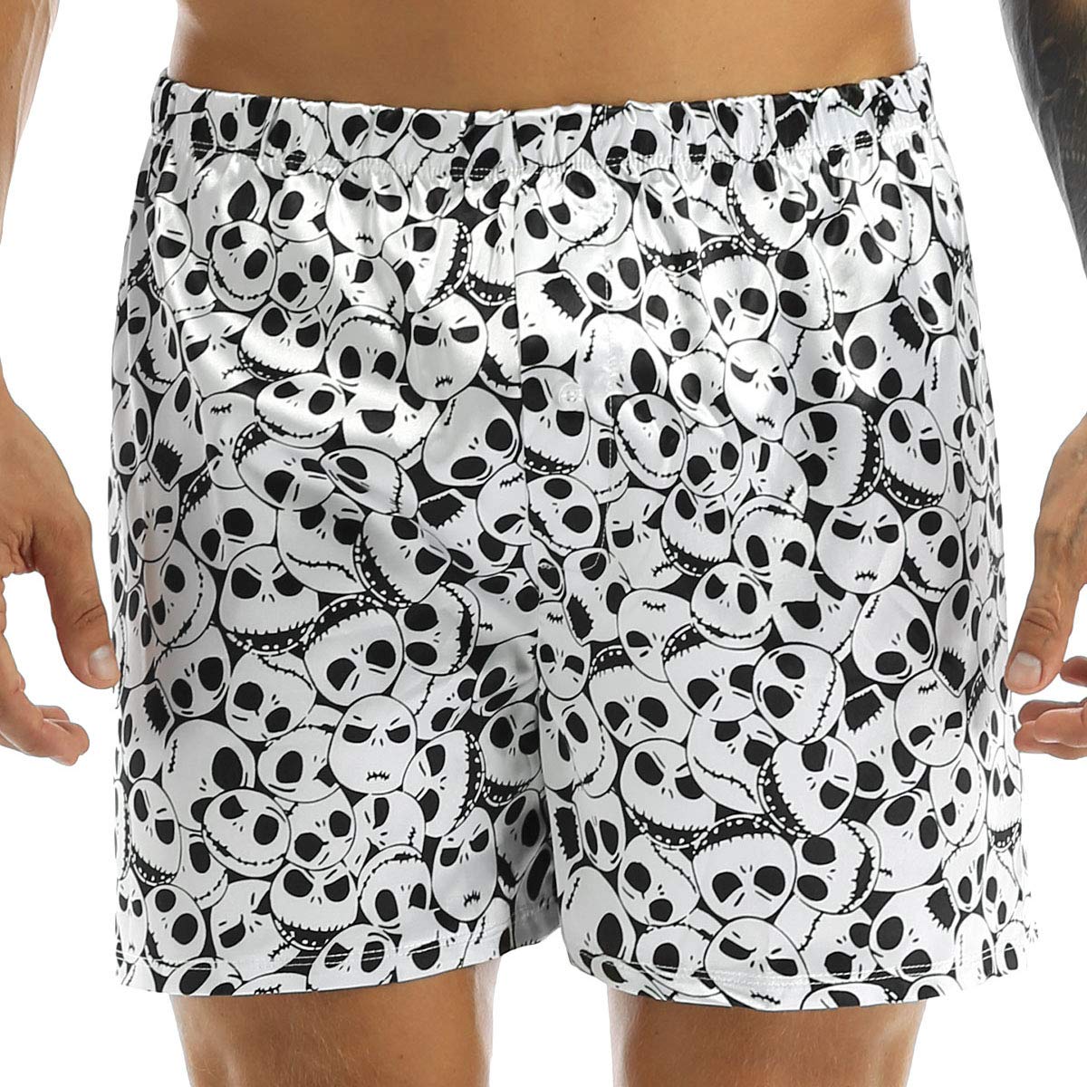 Choomomo Men's Silk Satin Boxer Shorts - Heart & Lip Print Lounge Underwear for Valentine's Day, Sleepwear & Intimate Wear - Soft Comfortable Breathable Trunks for Gifts, Relaxing & Everyday Use