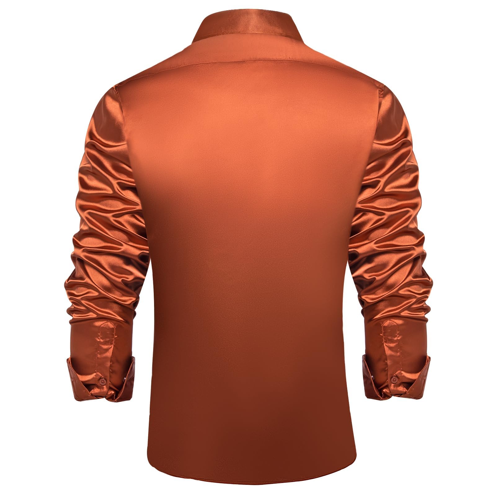 Men's Satin Shiny Long Sleeve Dress Shirt - Solid Color Button Down Shirt with Pocket, Regular Fit for Wedding, Party & Business Occasions | Formal & Casual Wear for Office, Date Night & Special Events