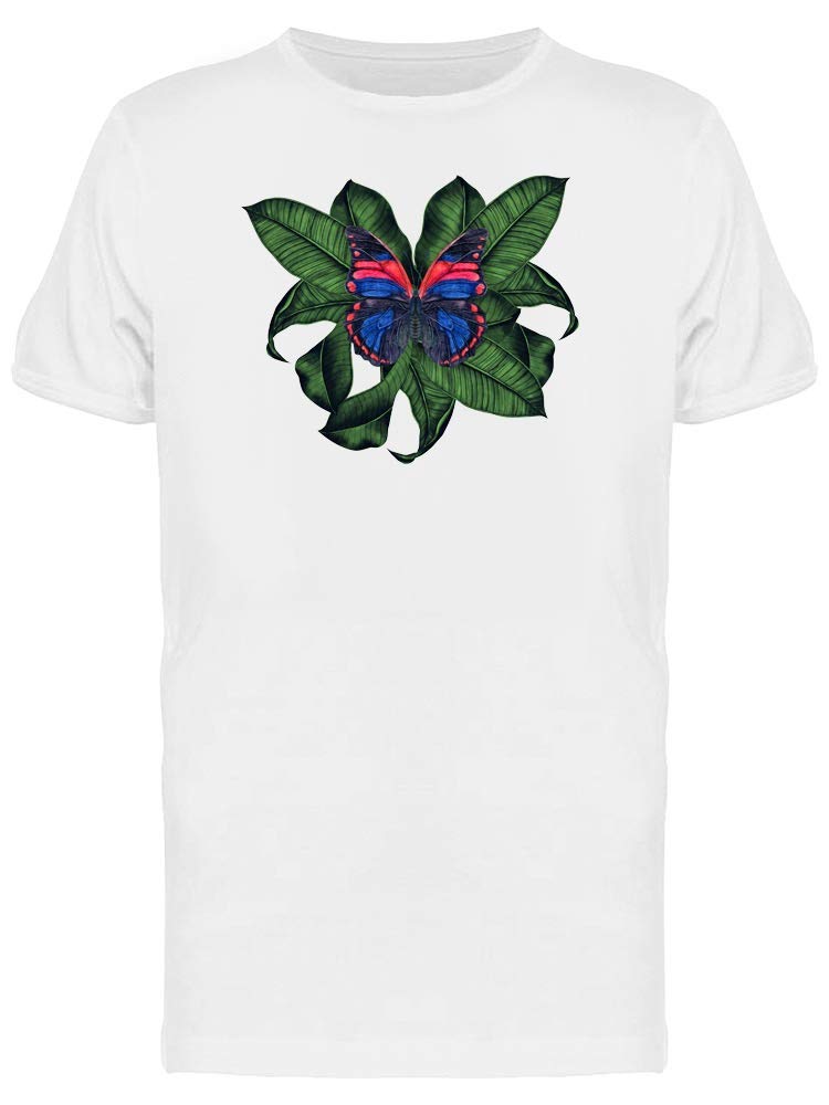 Men's Tropical Leaves & Butterfly Graphic T-Shirt - Casual Summer Tee for Beach, Vacation & Outdoor Activities