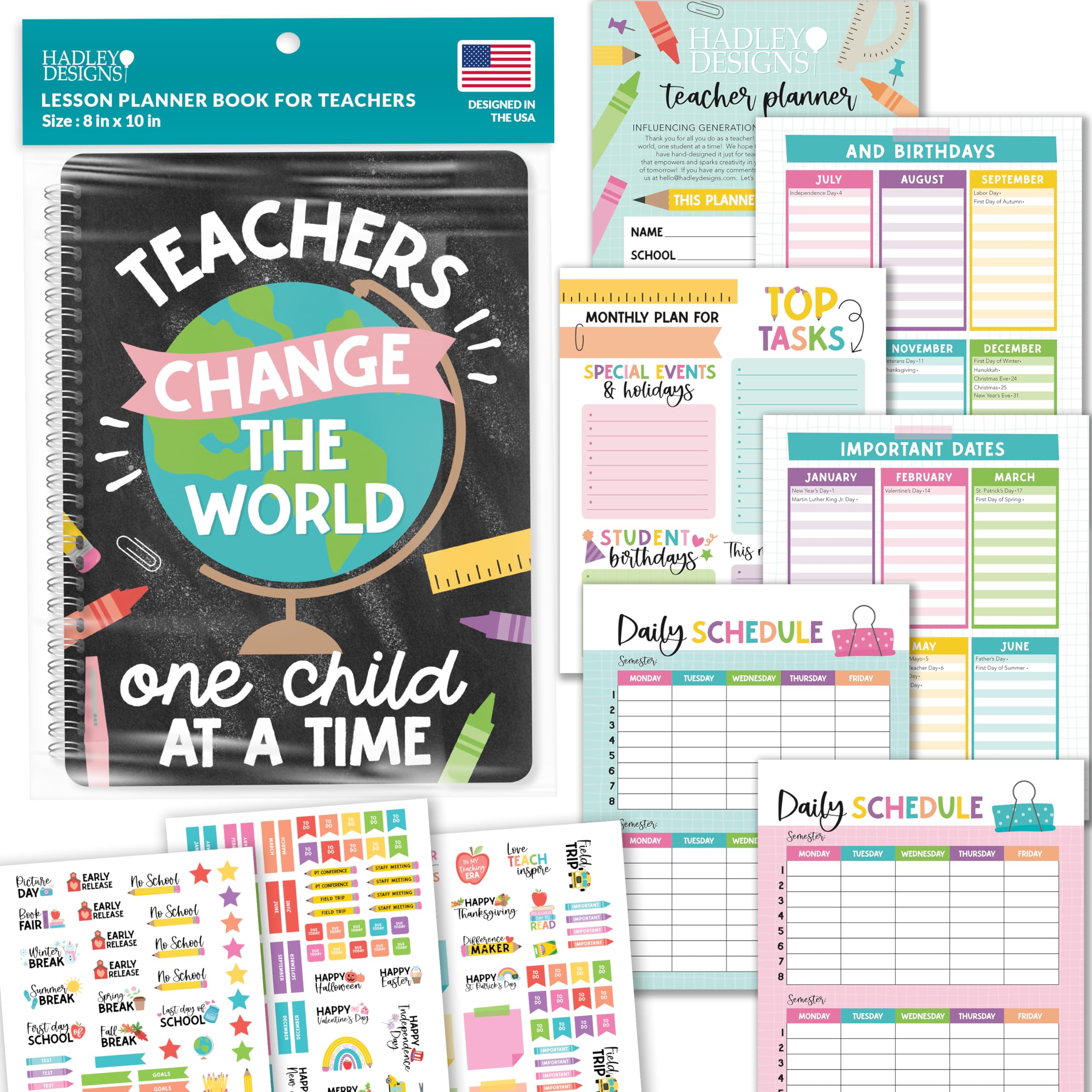 2025-2026 Teacher Planner - Undated Lesson Plan Book with Stickers, Monthly Weekly Calendar, Student & Substitute Info - Colorful Chalk Design for Homeschool & Classroom Organization (Perfect for Elementary Teachers, Homeschool Parents & Teacher Gifts)