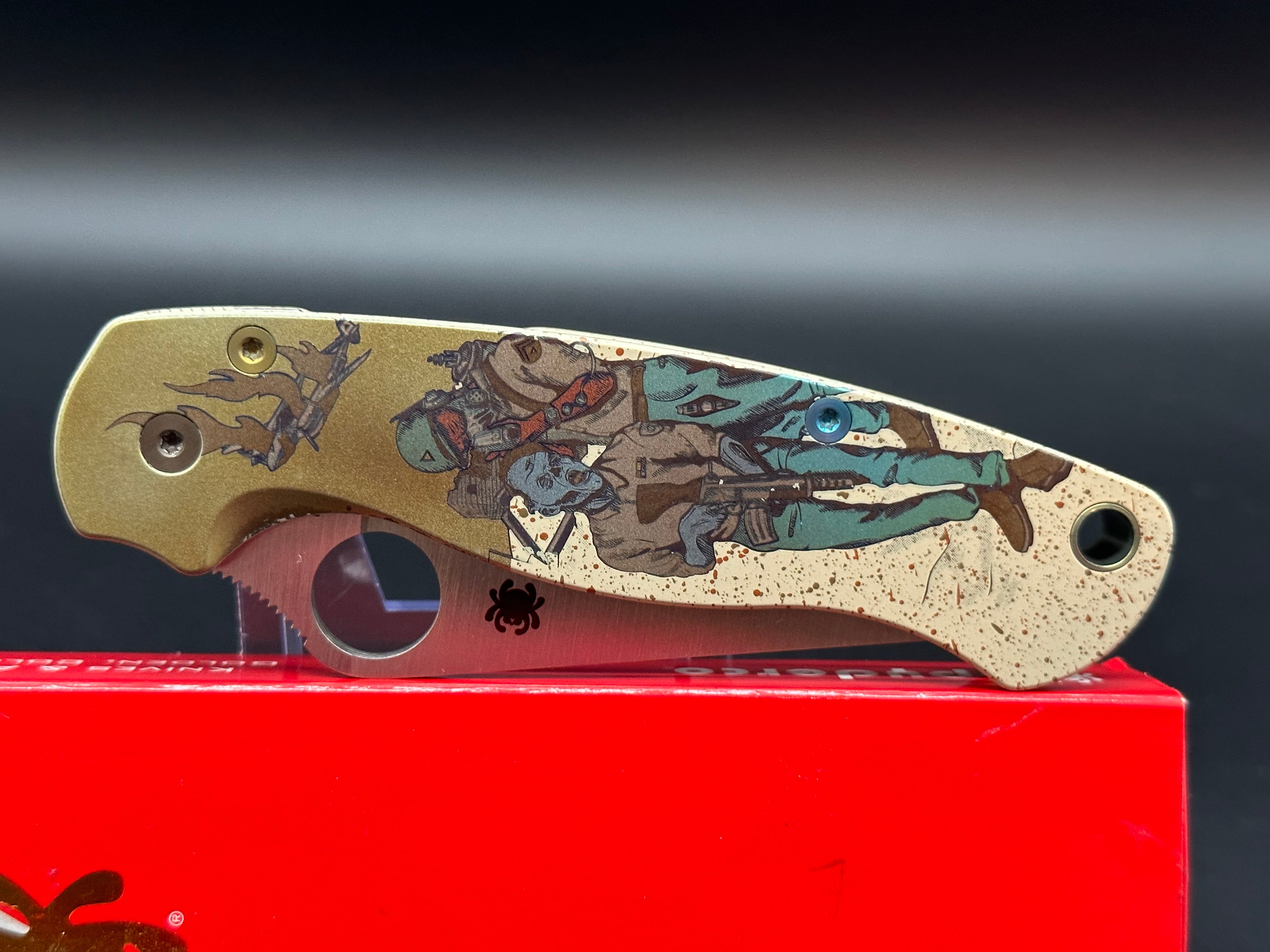 Spyderco Paramilitary 2 Folding Knife - Cerakote Blade & Custom Anodized Scales - EDC Tactical Knife for Outdoor Camping, Hiking, Survival Gear