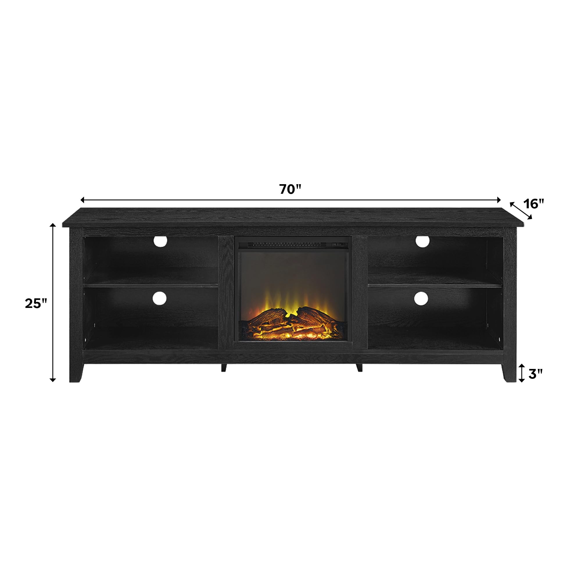 Walker Edison Wren Classic 4-Cubby Fireplace TV Stand for 70-80 Inch TVs - Espresso Finish - Perfect for Living Room, Bedroom & Home Theater Entertainment Centers