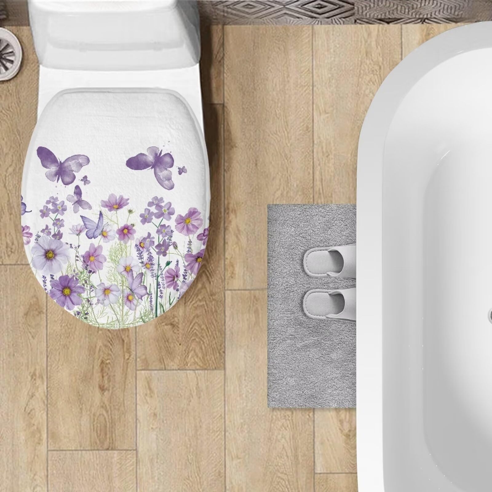 Soft Absorbent Purple Toilet Seat Cover - Aesthetic Elongated Toilet Lid Cover for Bathroom Decor, Fits Most Standard Toilets - Perfect for Home, Hotel & Spa Bathroom Accessories
