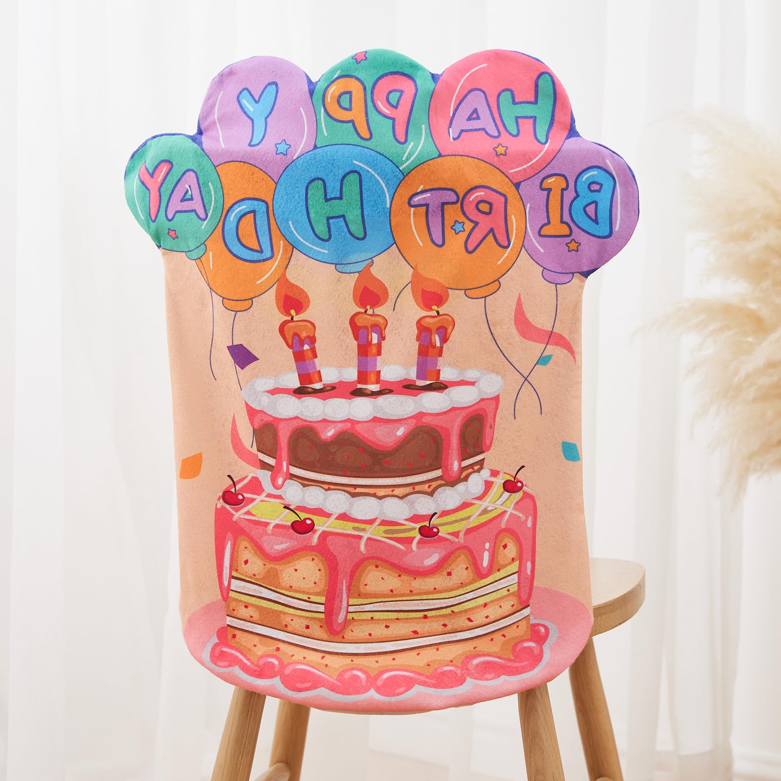 BULINGNA 2-Pack Birthday Chair Covers - Kids Party Decorations for Classroom, Cake Chair Back Covers, Happy Birthday Seat Slipcovers - Perfect for Birthday Parties, School Celebrations & Baby Showers
