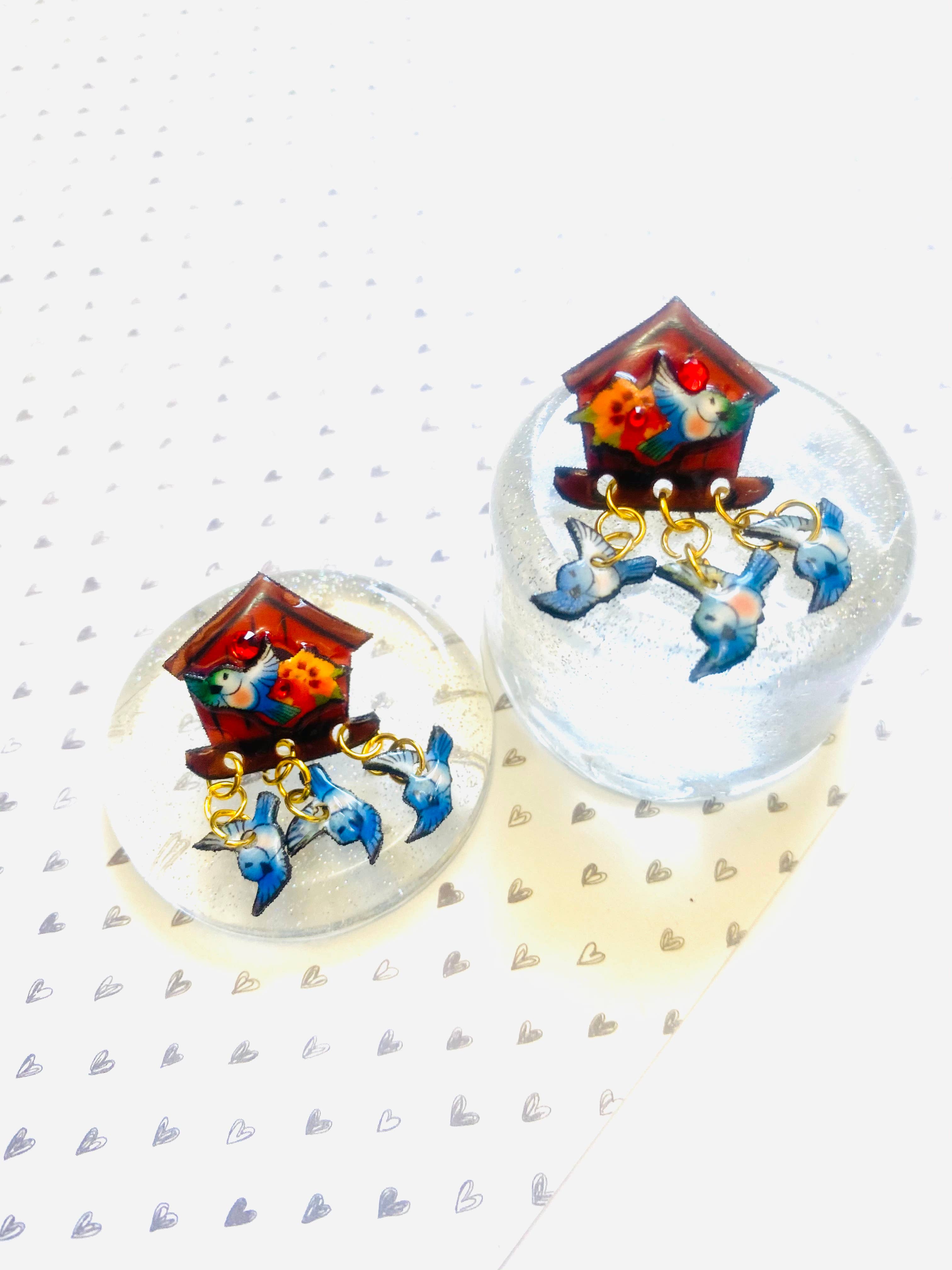 Bird House Earrings by Rosie Rose Parker - Handmade Dainty Birdcage Jewelry for Women | Perfect Gift for Nature Lovers, Boho Style Accessories for Everyday Wear or Special Occasions
