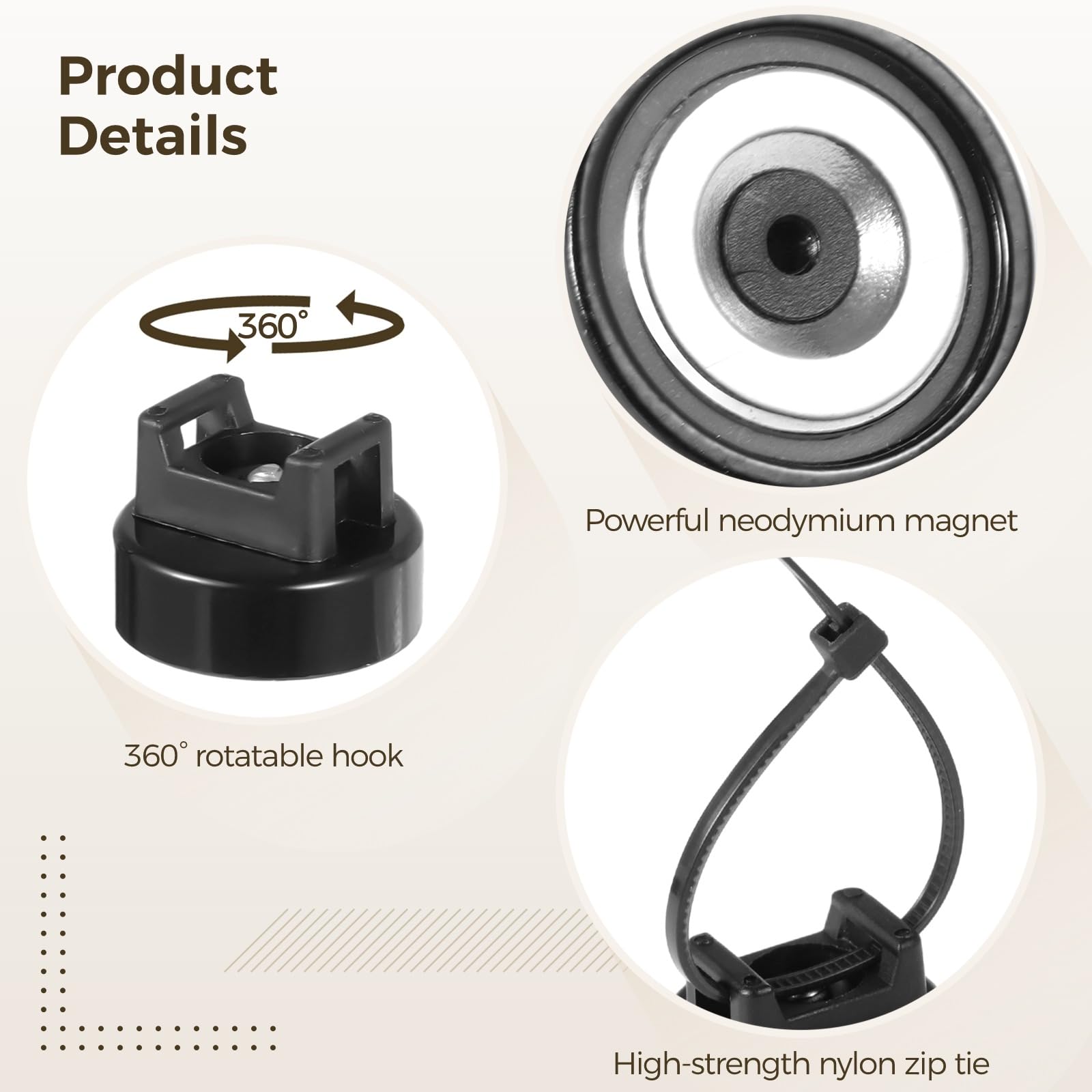 50 Pcs Magnetic Cable Zip Tie Mounts with 200 Pcs Cable Ties - Strong Multipurpose Magnetic Wire Organizer for Home Office, Car, Desk, and Workshop Cable Management