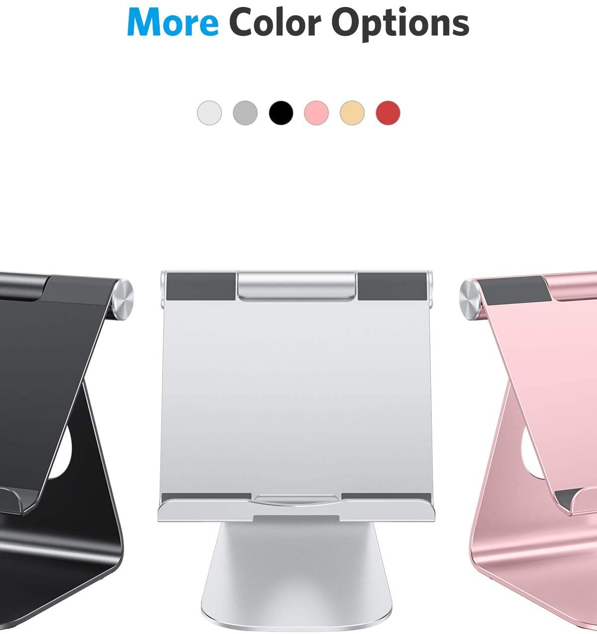 OMOTON Adjustable Aluminum Tablet Stand Holder - Universal Tablet Dock for iPad Air/Mini/Pro 11/12.9/13, Samsung Galaxy Tab & More (Up to 13 inch) - Silver | Perfect for Home Office, Bedside Viewing & Kitchen Recipe Reading