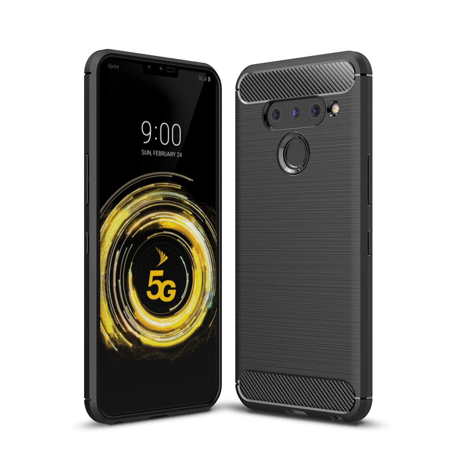 **Cruzerlite Carbon Fiber Texture Case for LG V50 ThinQ - Anti-Scratch, Shockproof, Durable Protection - Perfect for Work, Travel & Outdoor Activities (Black)**