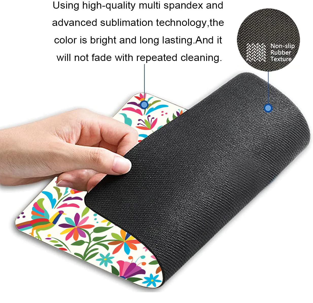 Vibrant Mexican Floral Mouse Pad - Non-Slip Rubber Base Gaming & Office Mousepad for Computer/Laptop - 9.5x7.9 Inches (240x200mm) - Perfect for Work, Gaming & Home Office Decor