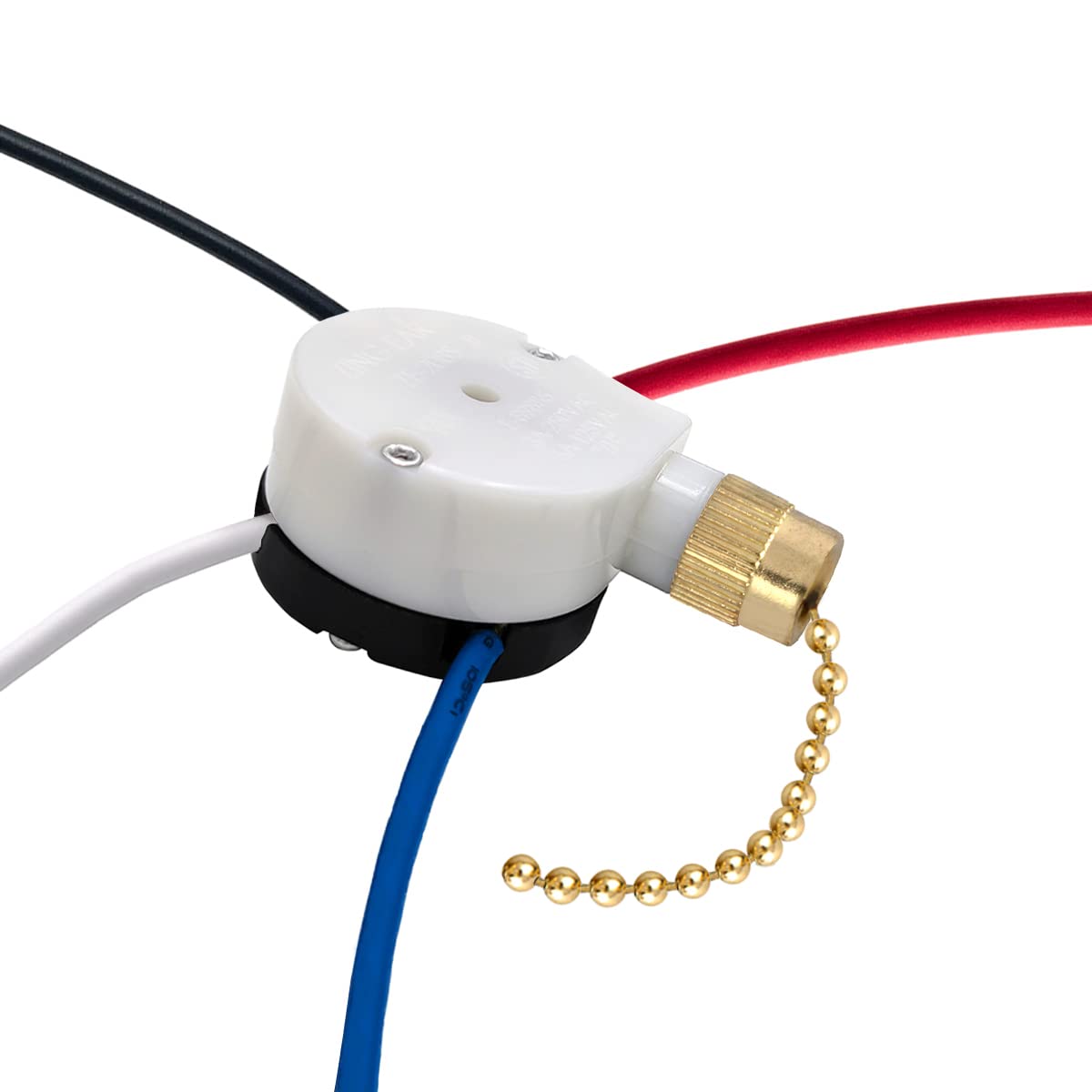 Zing Ear ZE-208S 3-Speed 4-Wire Ceiling Fan Switch - Pull Chain Speed Control for Ceiling Fans, Wall Lights & Cabinet Lighting - Brass Finish (1 Pack) - Perfect for Home, Office & Commercial Spaces