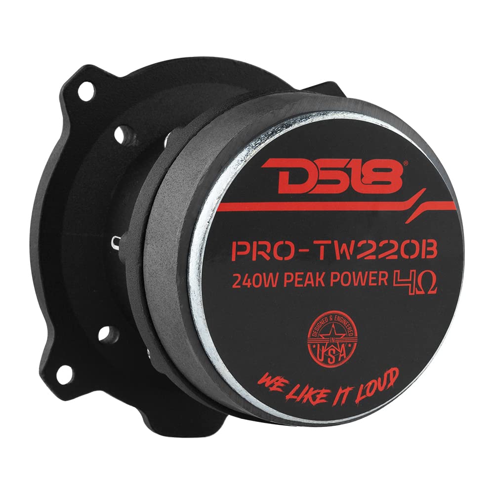 DS18 PRO-TW220B 3英寸铝制超子弹高音喇叭 - 240W最大功率，120W RMS，内置分频器，104dB高灵敏度 - 适用于汽车音响和家庭影院系统