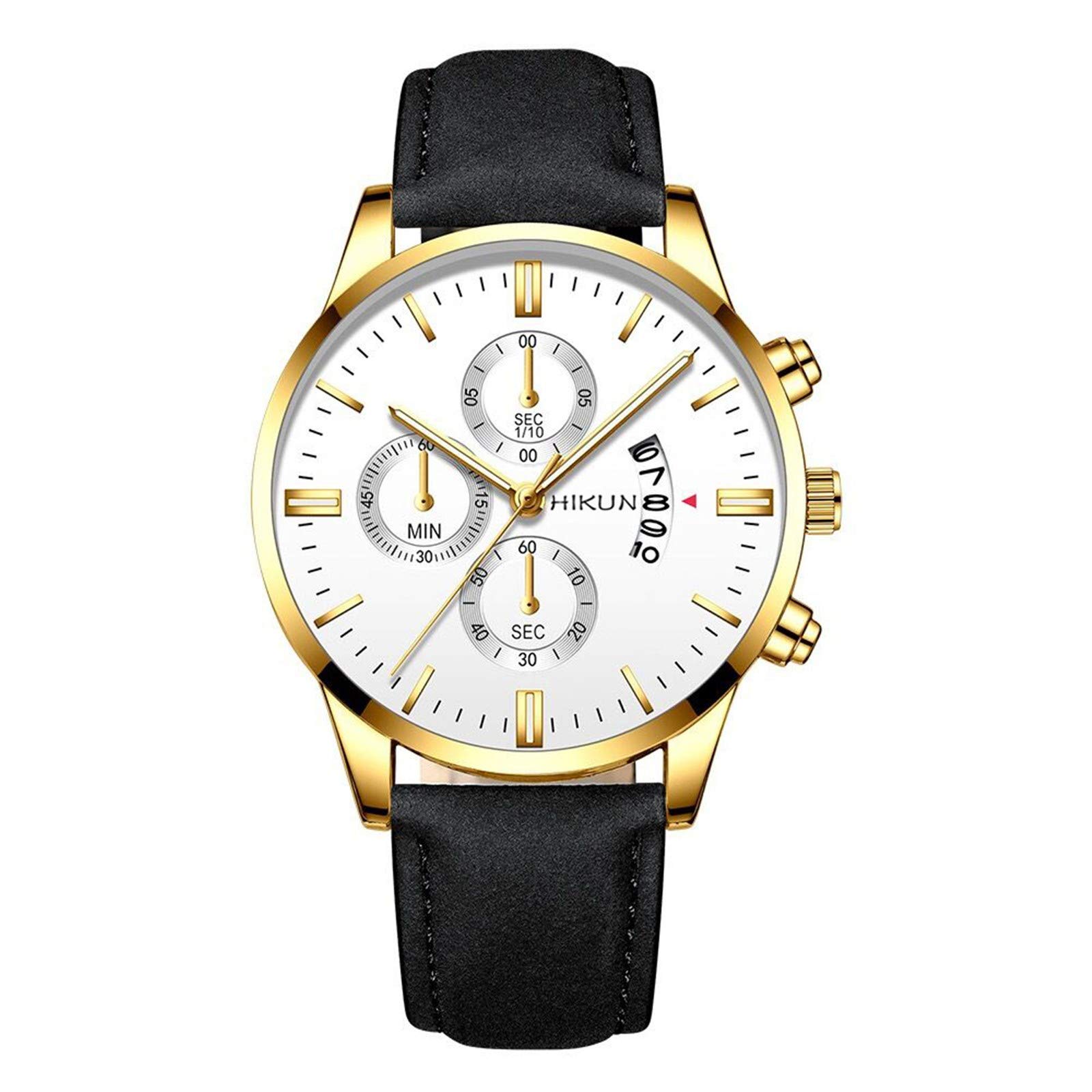 Minimalist Wind Up Quartz Watch for Men - Sleek Dial with Leather Strap | Fashionable Unisex Gift for Him & Her | Perfect for Business, Casual Wear & Special Occasions