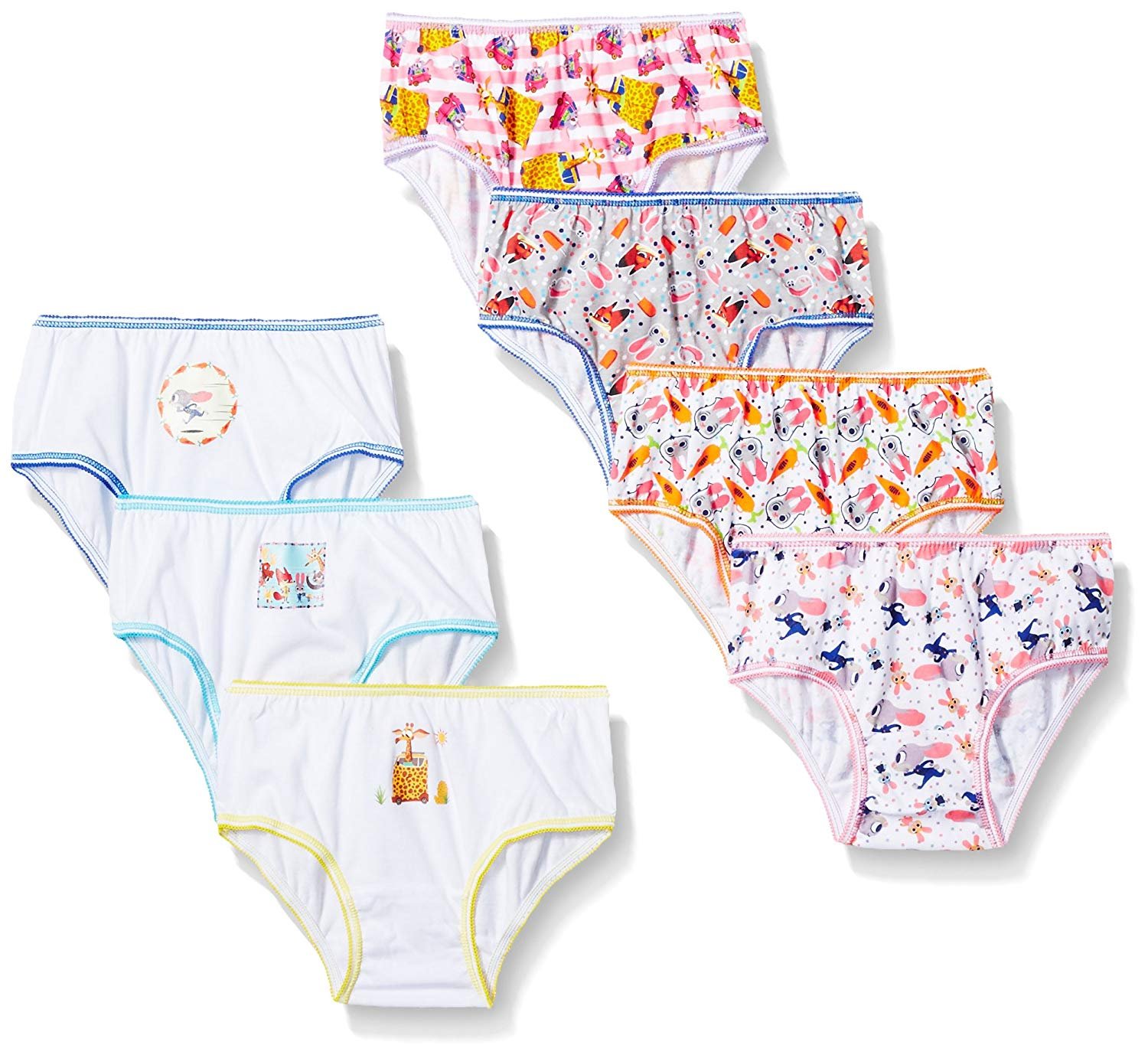 Disney Zootopia Girls' 7-Pack Cotton Underwear Set - Soft & Comfortable for Everyday Wear, School, and Sleepwear