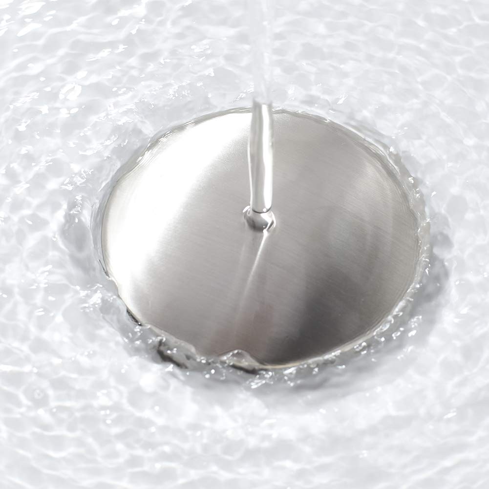Brushed Nickel Bathroom Sink Drain Without Overflow - Pop Up Drain Stopper for Vessel Sink & Lavatory Vanity - Perfect for Modern Bathroom Renovations and Home Upgrades