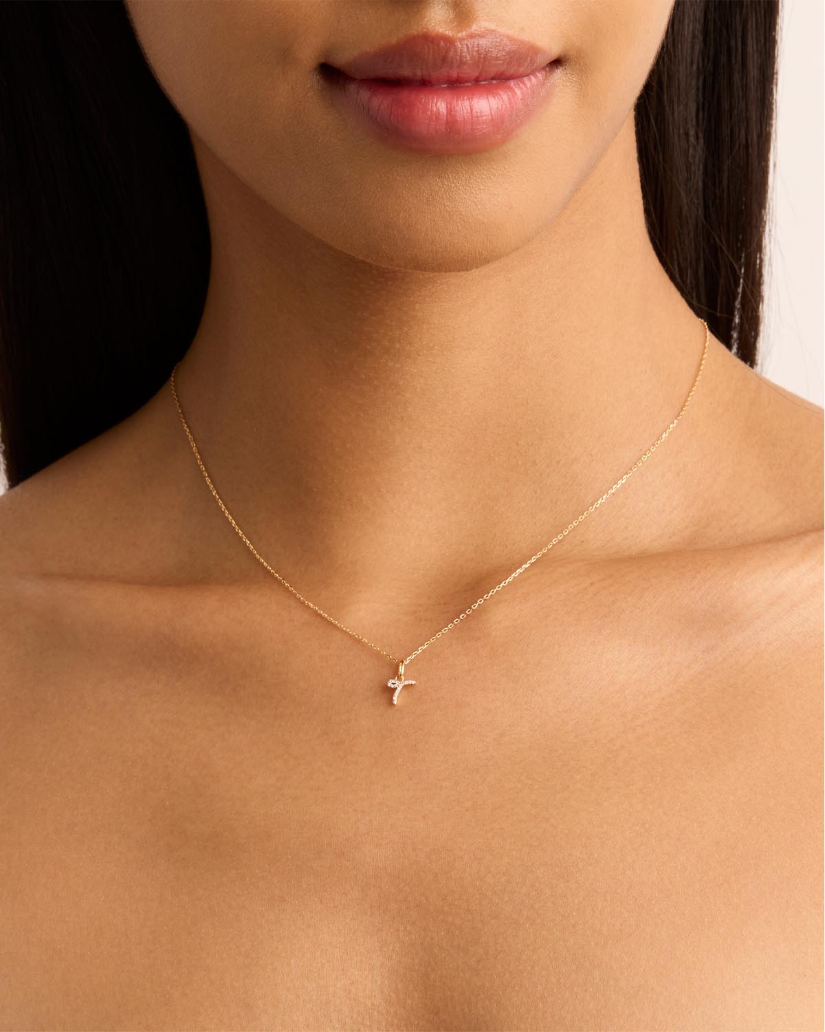 14K Solid Gold Forever Love Diamond Letter Necklace Pendant - Personalized Initial Jewelry Gift for Women, Perfect for Valentine's Day, Anniversary & Special Occasions